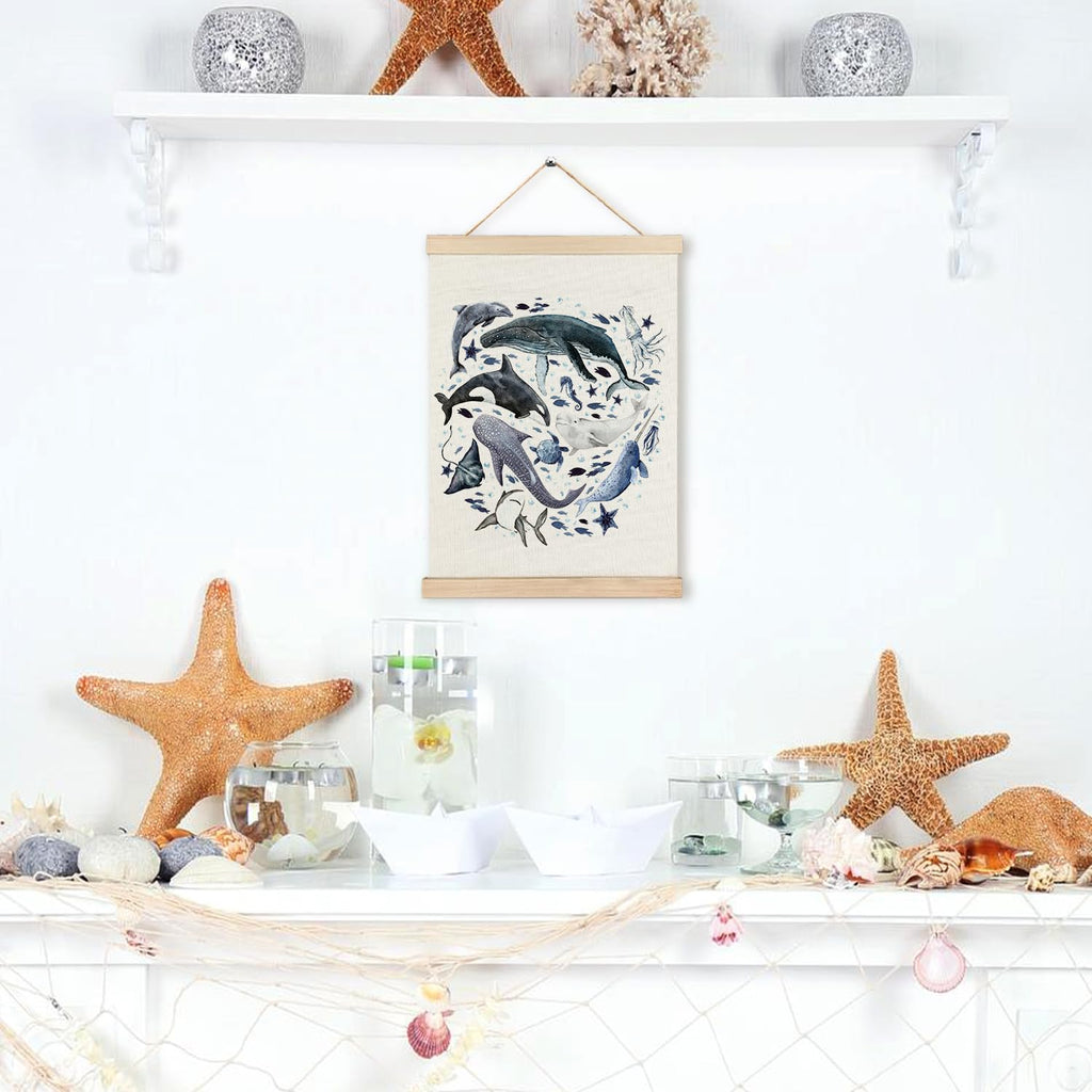 RYYCDOI Coastal Cowgirl Beach Room Decor Set of 2, Aesthetic Seashell Wall Decor, Blue Beach Decor for Teen Girls Room, 12x16 Inches