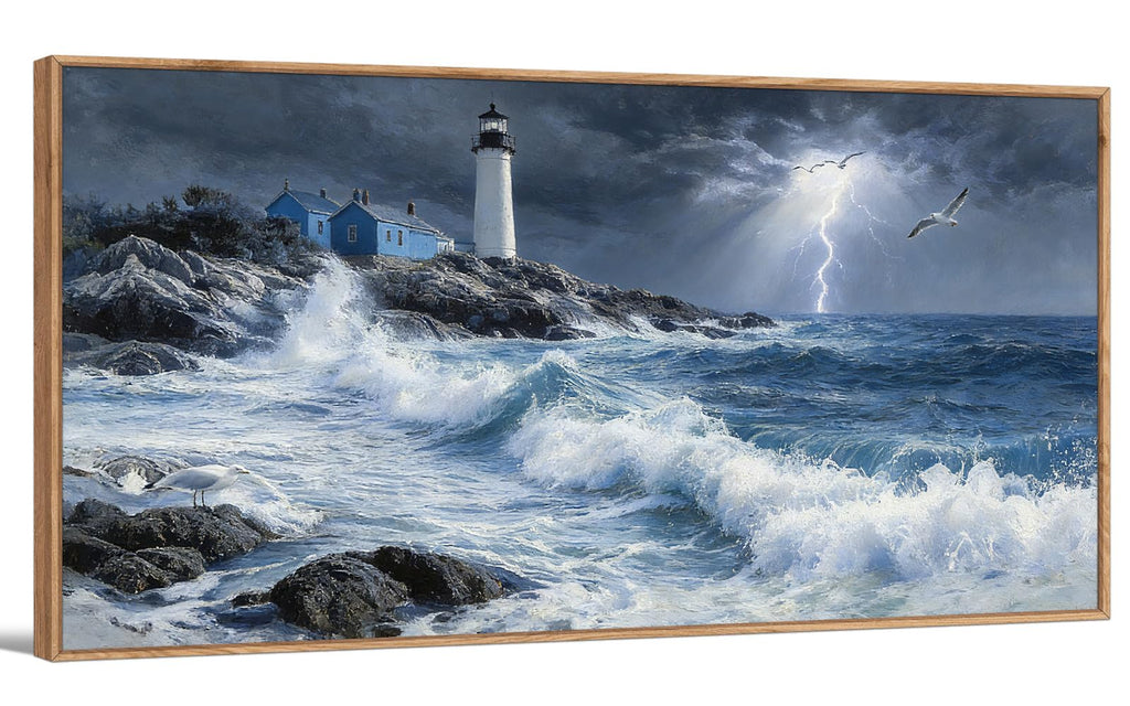 TIHUSAGO Framed Beach Wall Art Large Ocean Canvas Print for Living Room Bedroom Office Modern Coastal Wall Decor Artwork Decoration (24x48 inches)