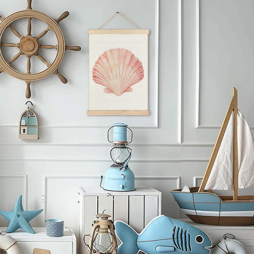 RYYCDOI Coastal Cowgirl Beach Room Decor Set of 2, Aesthetic Seashell Wall Decor, Blue Beach Decor for Teen Girls Room, 12x16 Inches