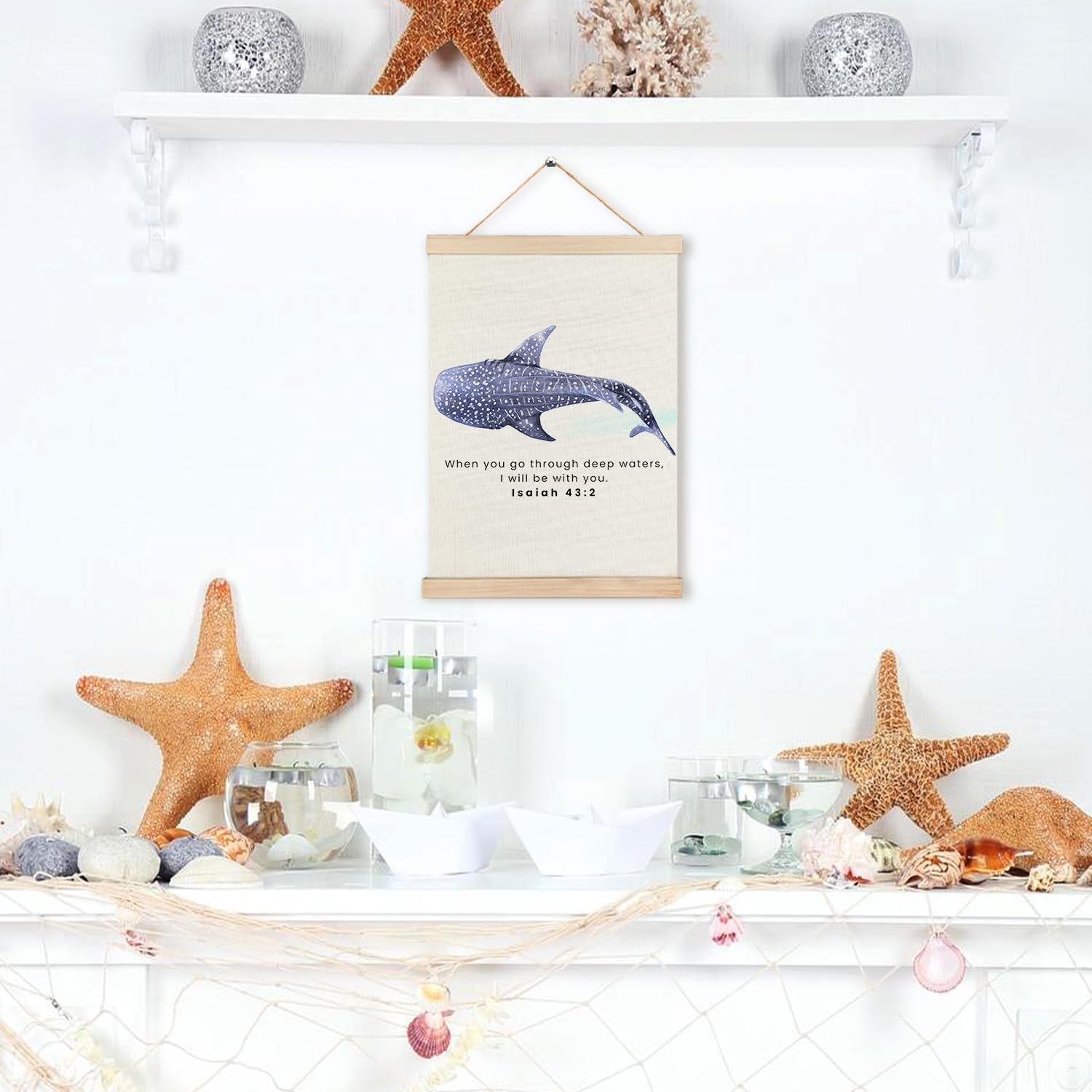 RYYCDOI Coastal Cowgirl Beach Room Decor Set of 2, Aesthetic Seashell Wall Decor, Blue Beach Decor for Teen Girls Room, 12x16 Inches