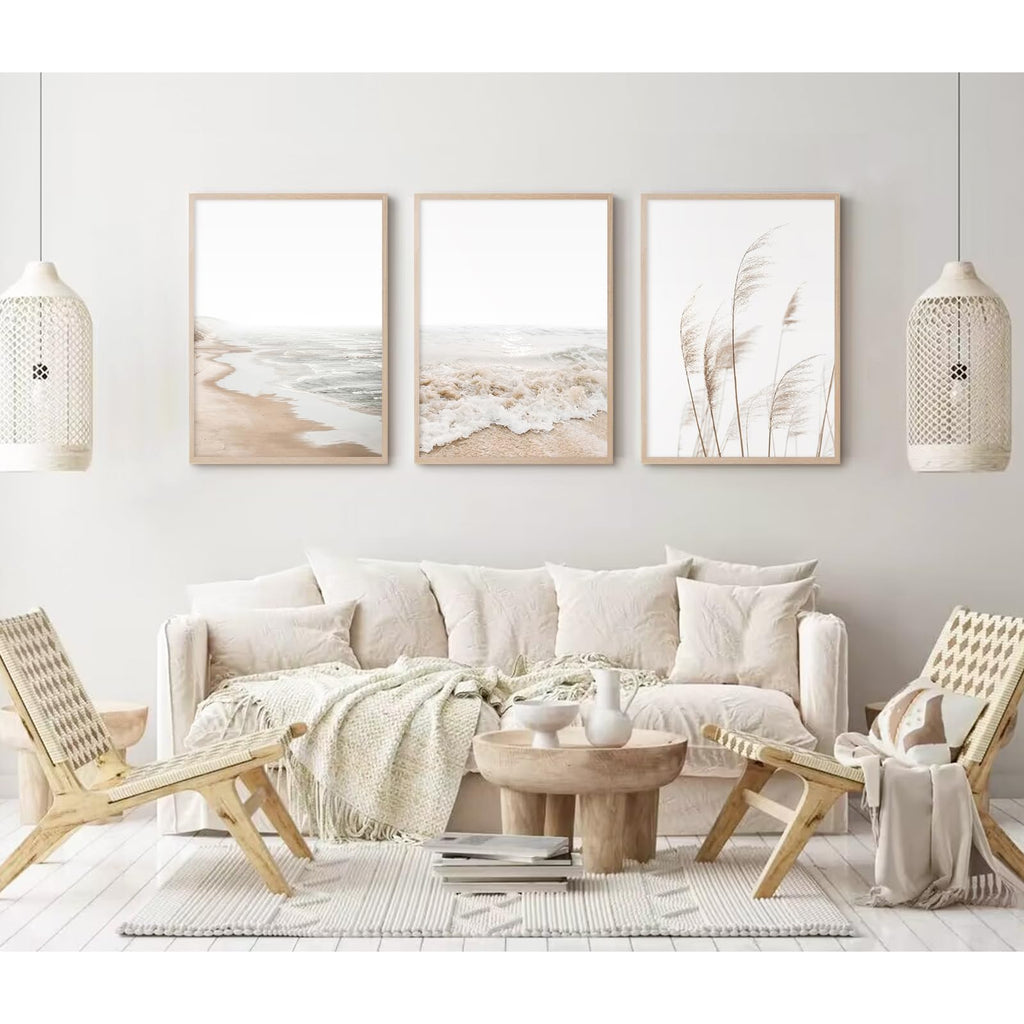 Beach Wall Art Decor Coastal Ocean Poster Palm Tree Canvas Wall Decor Beachy Room Aesthetic Pictures Blue Waves Prints Beach Coasta Artwork for Bedroom Living Room 8x10 Inch Unframed Set of 3
