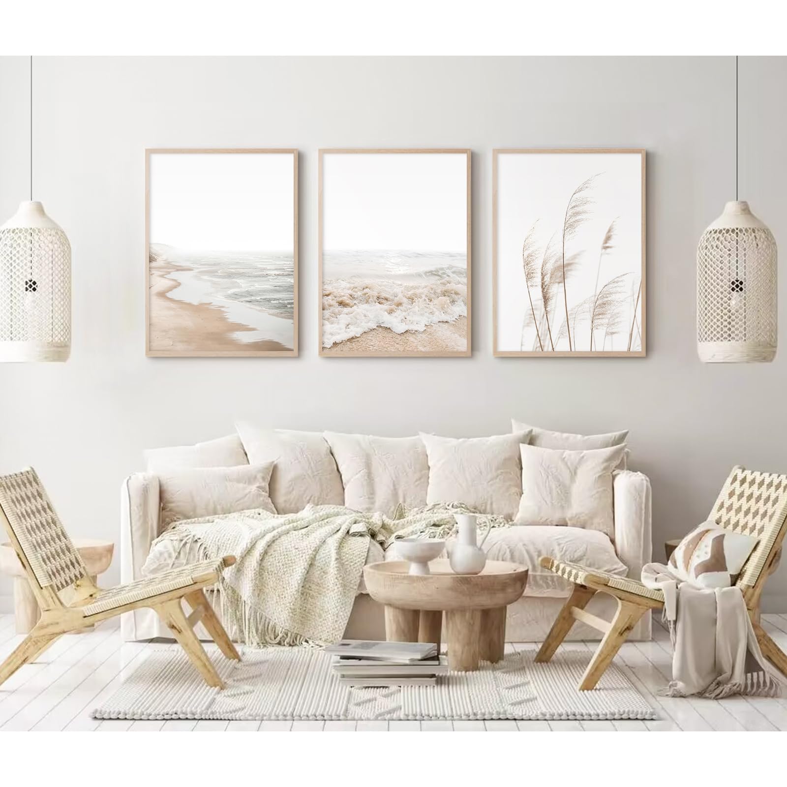 Beach Wall Art Decor Coastal Ocean Poster Palm Tree Canvas Wall Decor Beachy Room Aesthetic Pictures Blue Waves Prints Beach Coasta Artwork for Bedroom Living Room 8x10 Inch Unframed Set of 3