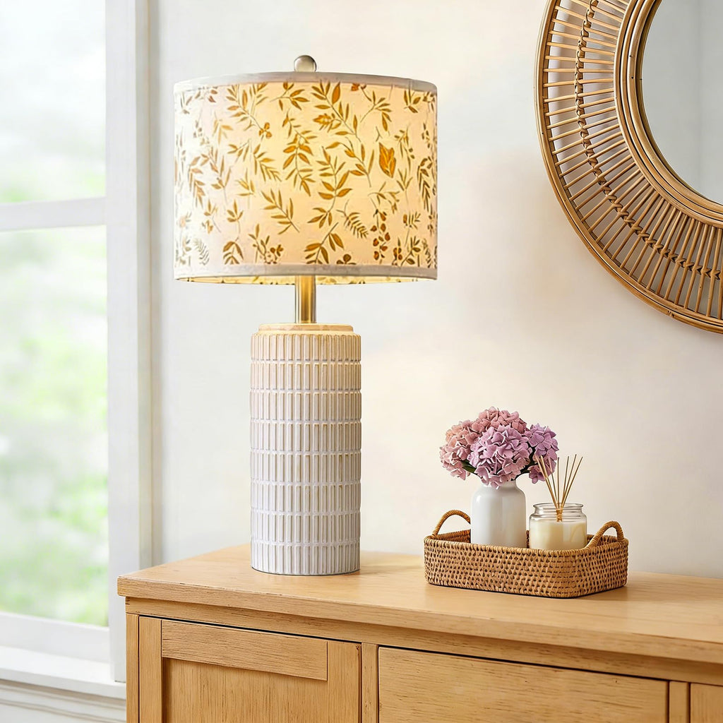 PoKat 23" Modern Ceramic Table Lamp Set of 2 for Living Room White Desk Lamps for Bedroom Farmhouse Bedside Nightstand Lamp House Warming Gifts New Home Decor End Table Lamps Gifts for Women Mom Beige