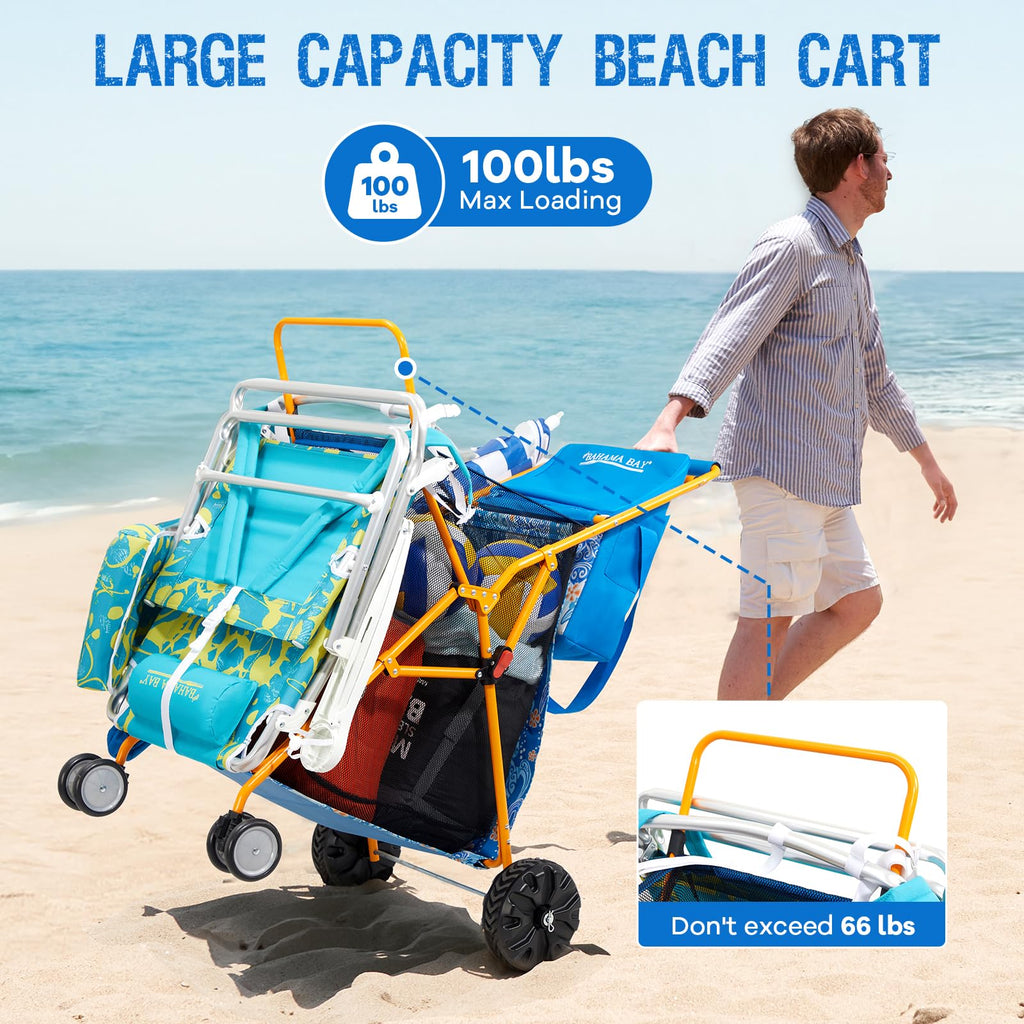 Old Bahama Bay 500lbs Love-Seat Wagon 3-in-1 Bench Wagon Seat for 2 Adults & Heavy Duty Utility Cart, 31L Detachable Cooler Bag, Adjustable Handle &Cup Holders,Perfect for The Beach, Sport, Camping