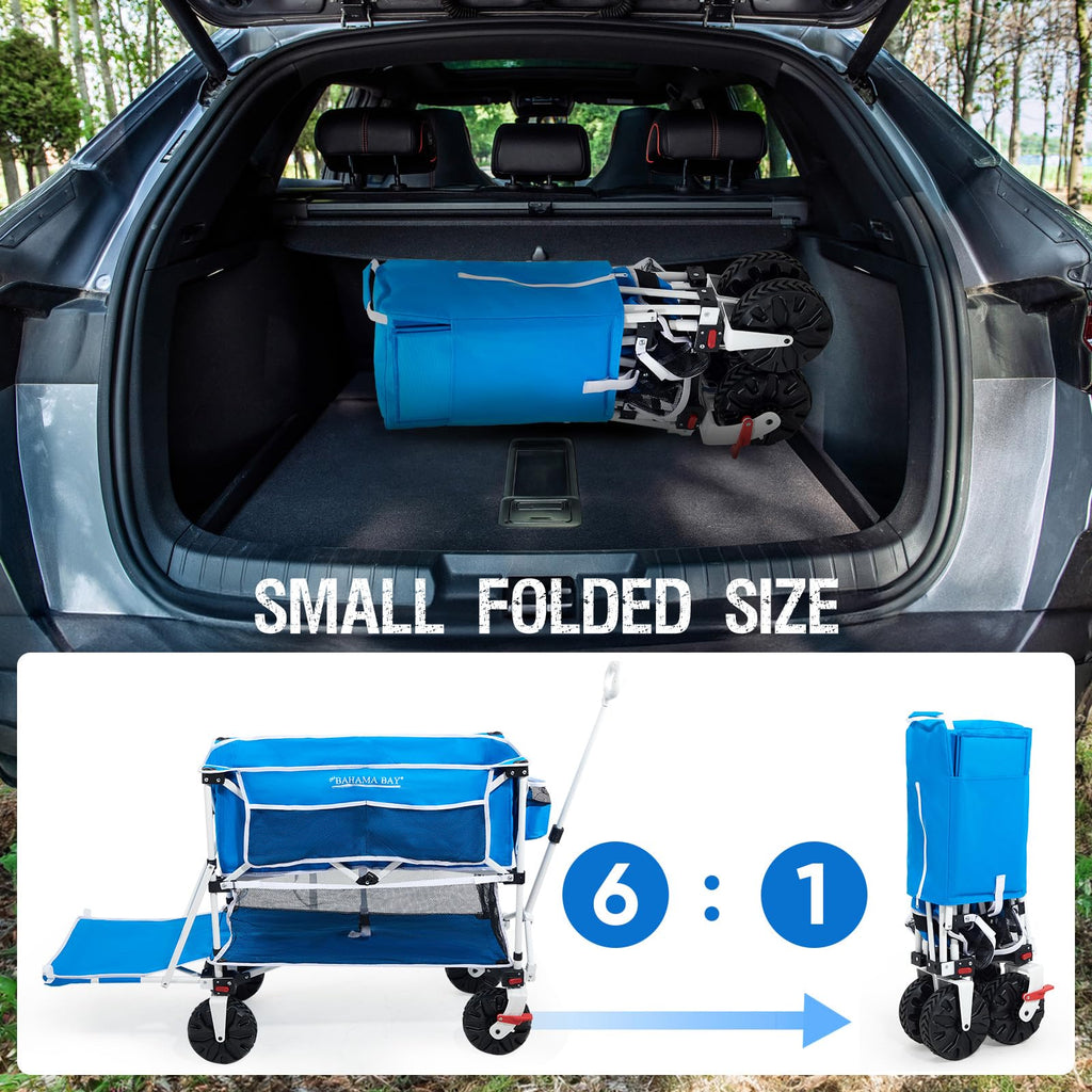 Old Bahama Bay 500lbs Love-Seat Wagon 3-in-1 Bench Wagon Seat for 2 Adults & Heavy Duty Utility Cart, 31L Detachable Cooler Bag, Adjustable Handle &Cup Holders,Perfect for The Beach, Sport, Camping