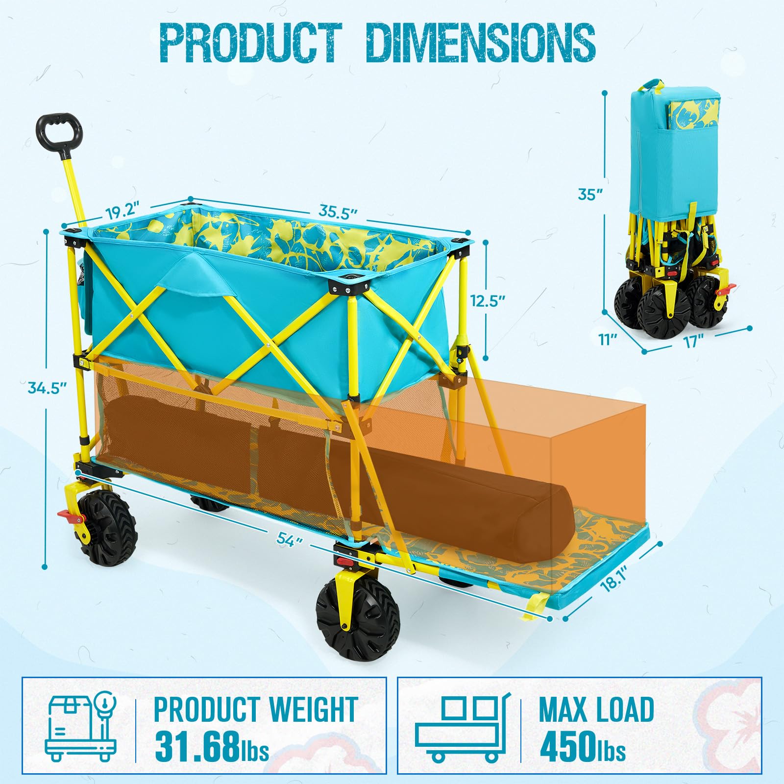 Old Bahama Bay 500lbs Love-Seat Wagon 3-in-1 Bench Wagon Seat for 2 Adults & Heavy Duty Utility Cart, 31L Detachable Cooler Bag, Adjustable Handle &Cup Holders,Perfect for The Beach, Sport, Camping
