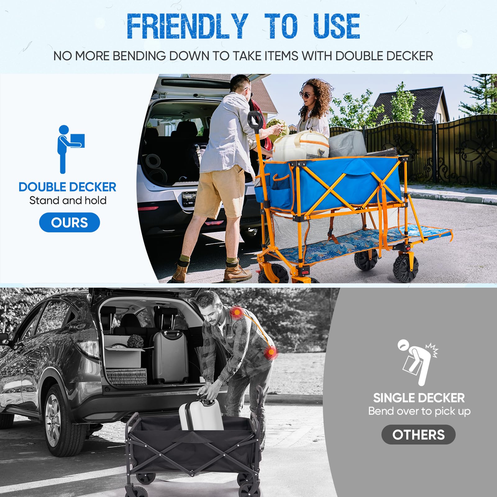 Old Bahama Bay 500lbs Love-Seat Wagon 3-in-1 Bench Wagon Seat for 2 Adults & Heavy Duty Utility Cart, 31L Detachable Cooler Bag, Adjustable Handle &Cup Holders,Perfect for The Beach, Sport, Camping