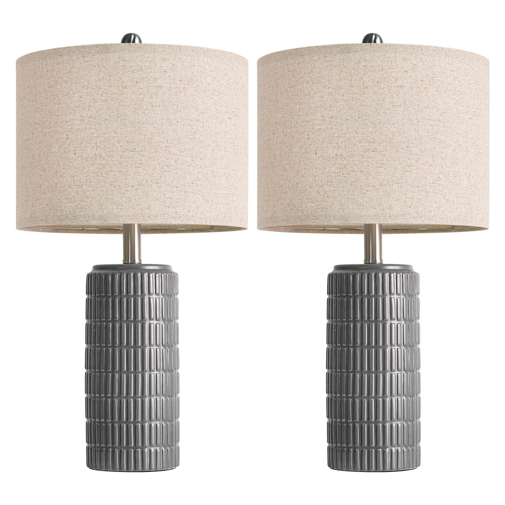 PoKat 23" Modern Ceramic Table Lamp Set of 2 for Living Room White Desk Lamps for Bedroom Farmhouse Bedside Nightstand Lamp House Warming Gifts New Home Decor End Table Lamps Gifts for Women Mom Beige