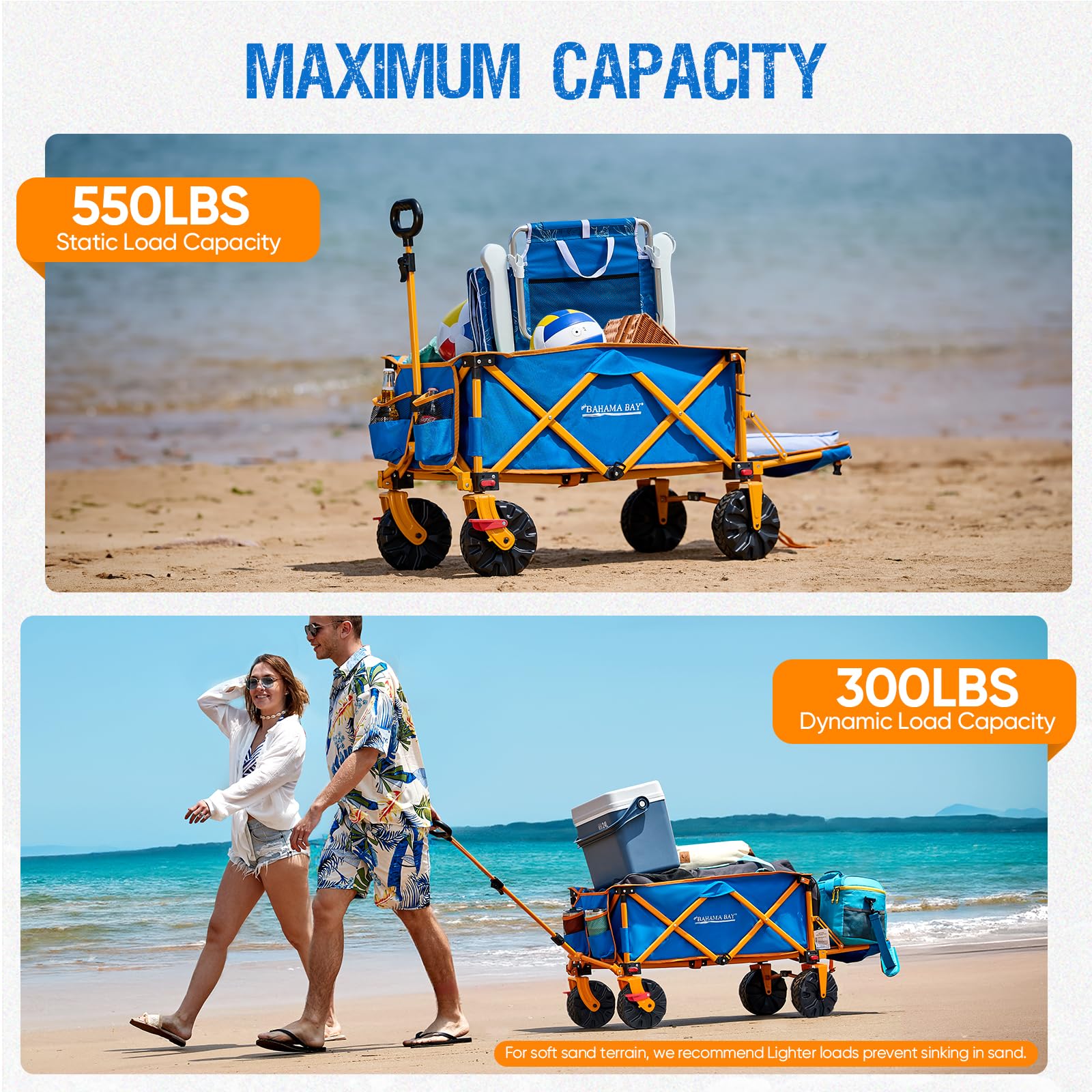 Old Bahama Bay 500lbs Love-Seat Wagon 3-in-1 Bench Wagon Seat for 2 Adults & Heavy Duty Utility Cart, 31L Detachable Cooler Bag, Adjustable Handle &Cup Holders,Perfect for The Beach, Sport, Camping
