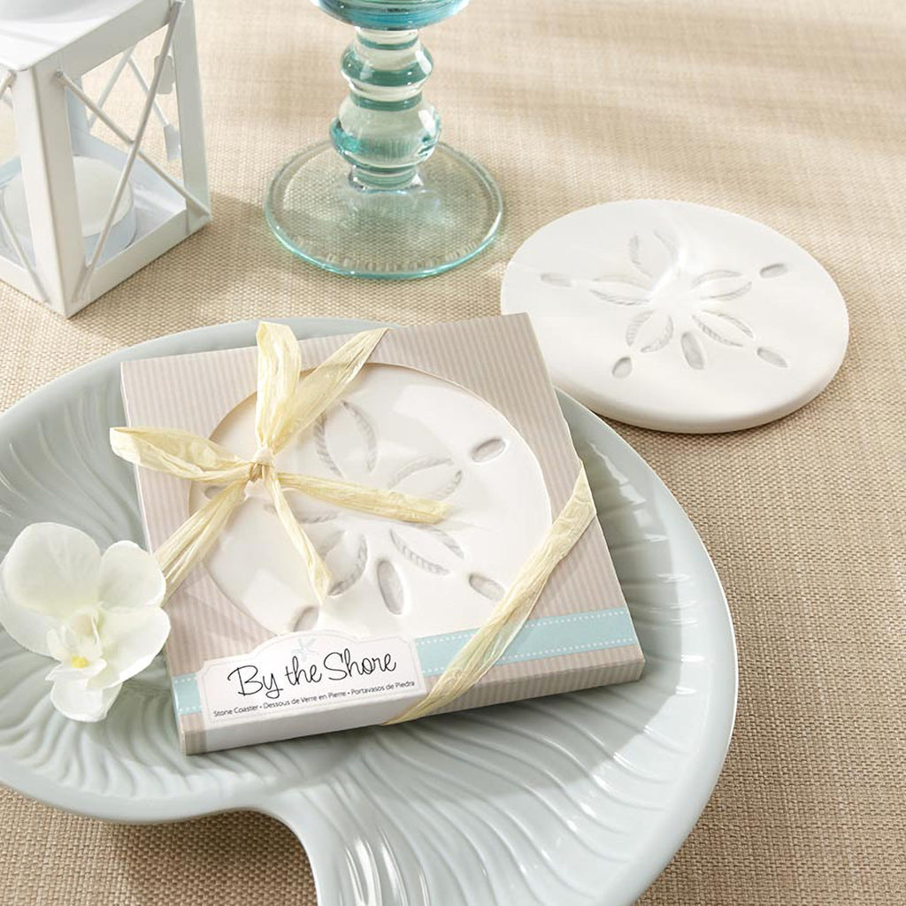 Kate Aspen Absorbent Sand Dollar Drink Coasters Set of 4– Coastal Decor, Nautical Home Decorations, Housewarming Gift, & Beach Themed Coasters for Drinks