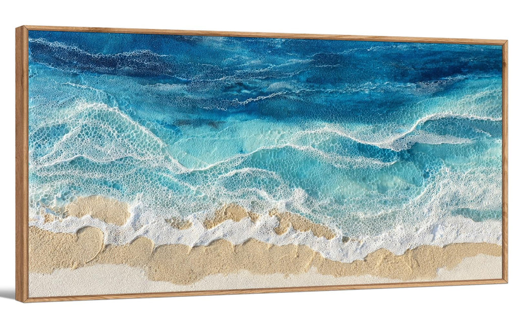 TIHUSAGO Framed Beach Wall Art Large Ocean Canvas Print for Living Room Bedroom Office Modern Coastal Wall Decor Artwork Decoration (24x48 inches)