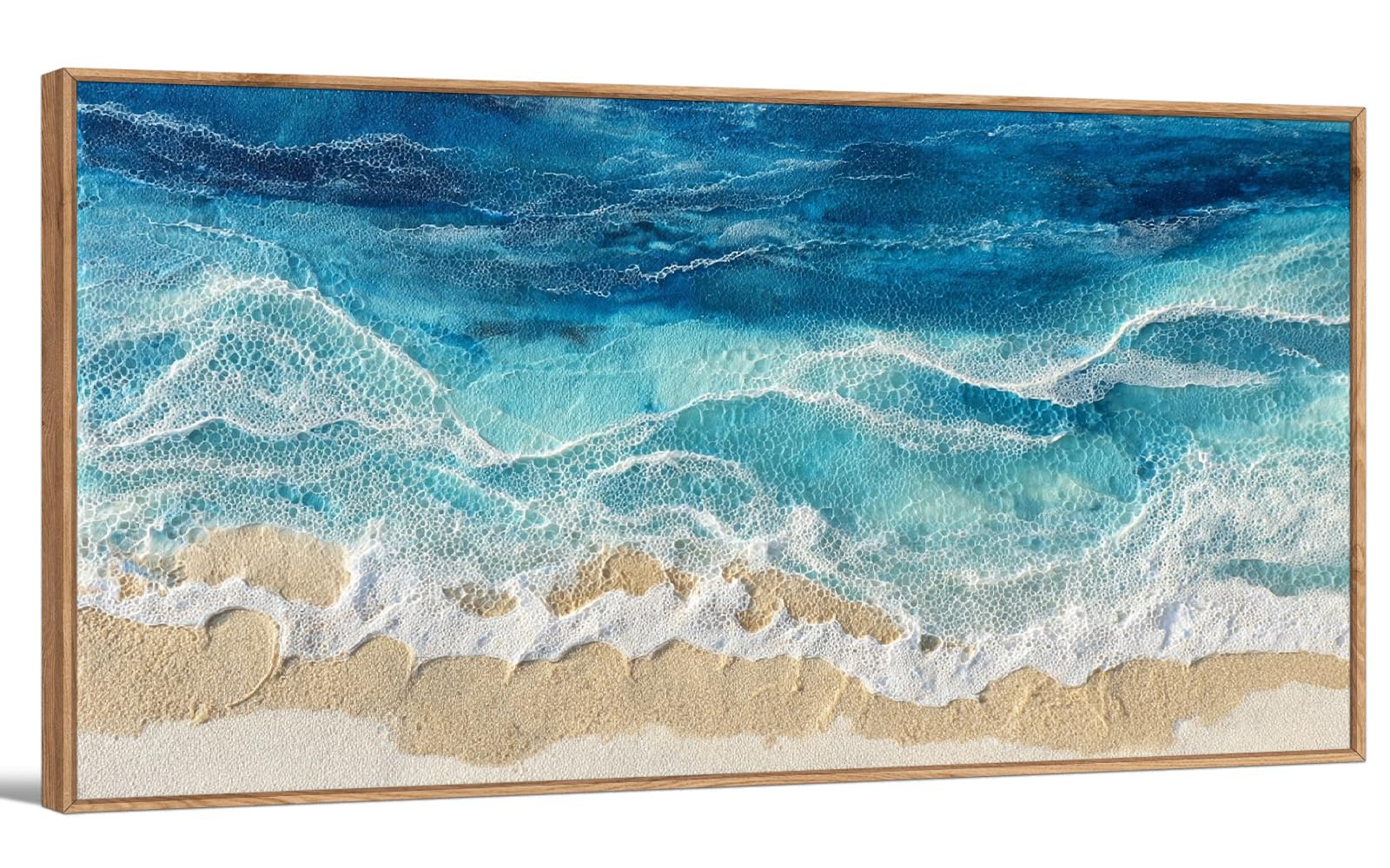 TIHUSAGO Framed Beach Wall Art Large Ocean Canvas Print for Living Room Bedroom Office Modern Coastal Wall Decor Artwork Decoration (24x48 inches)