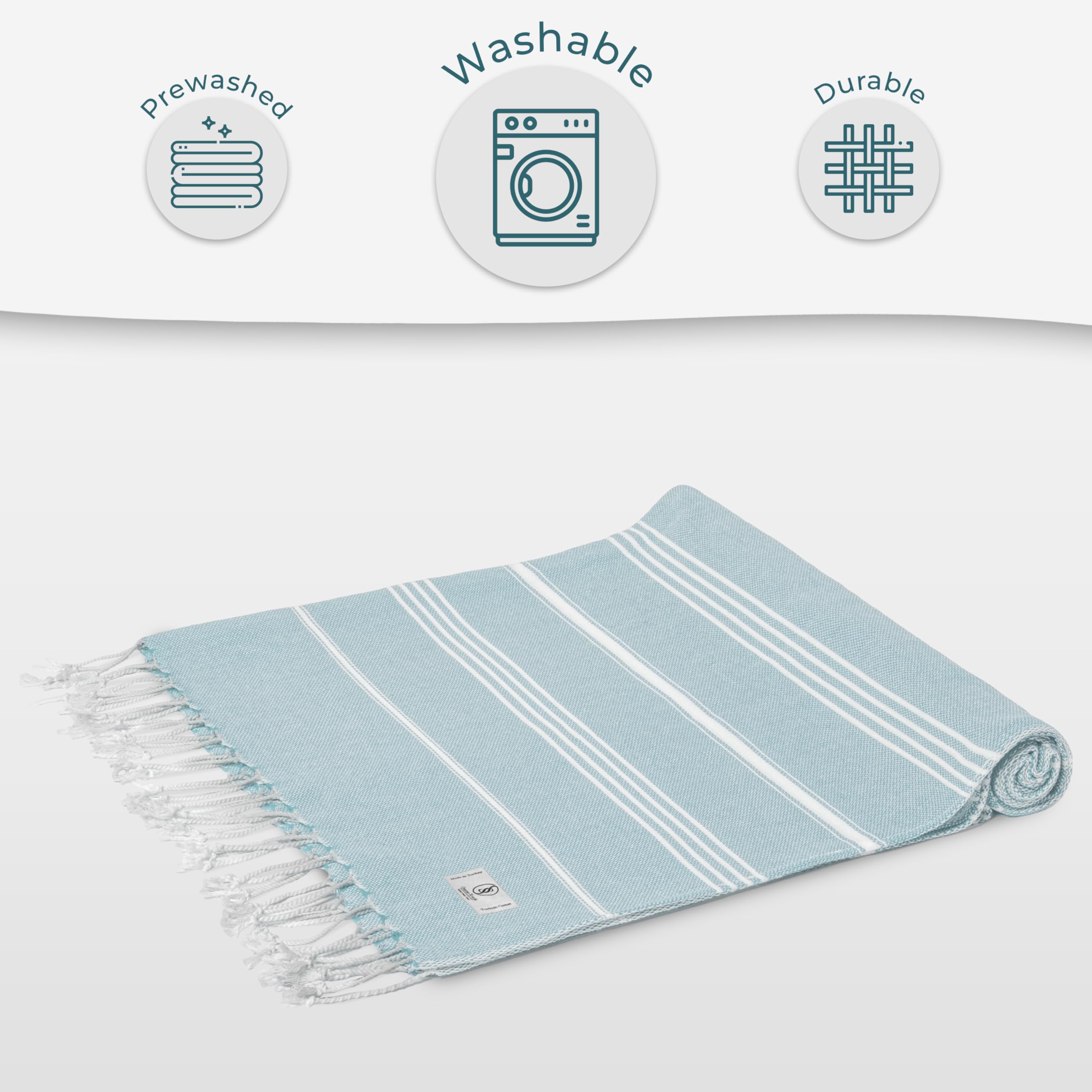 Ossano Turkish Beach Towel Absorbent & Quick Dry Oversized (39" x 71") - Decorative, Versatile and Functional as Yoga Mat, Picnic Blanket, Travel Blanket, Bath, Cruise, Gym Towel - Green