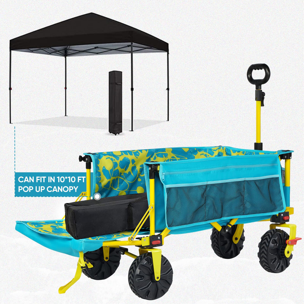 Old Bahama Bay 500lbs Love-Seat Wagon 3-in-1 Bench Wagon Seat for 2 Adults & Heavy Duty Utility Cart, 31L Detachable Cooler Bag, Adjustable Handle &Cup Holders,Perfect for The Beach, Sport, Camping