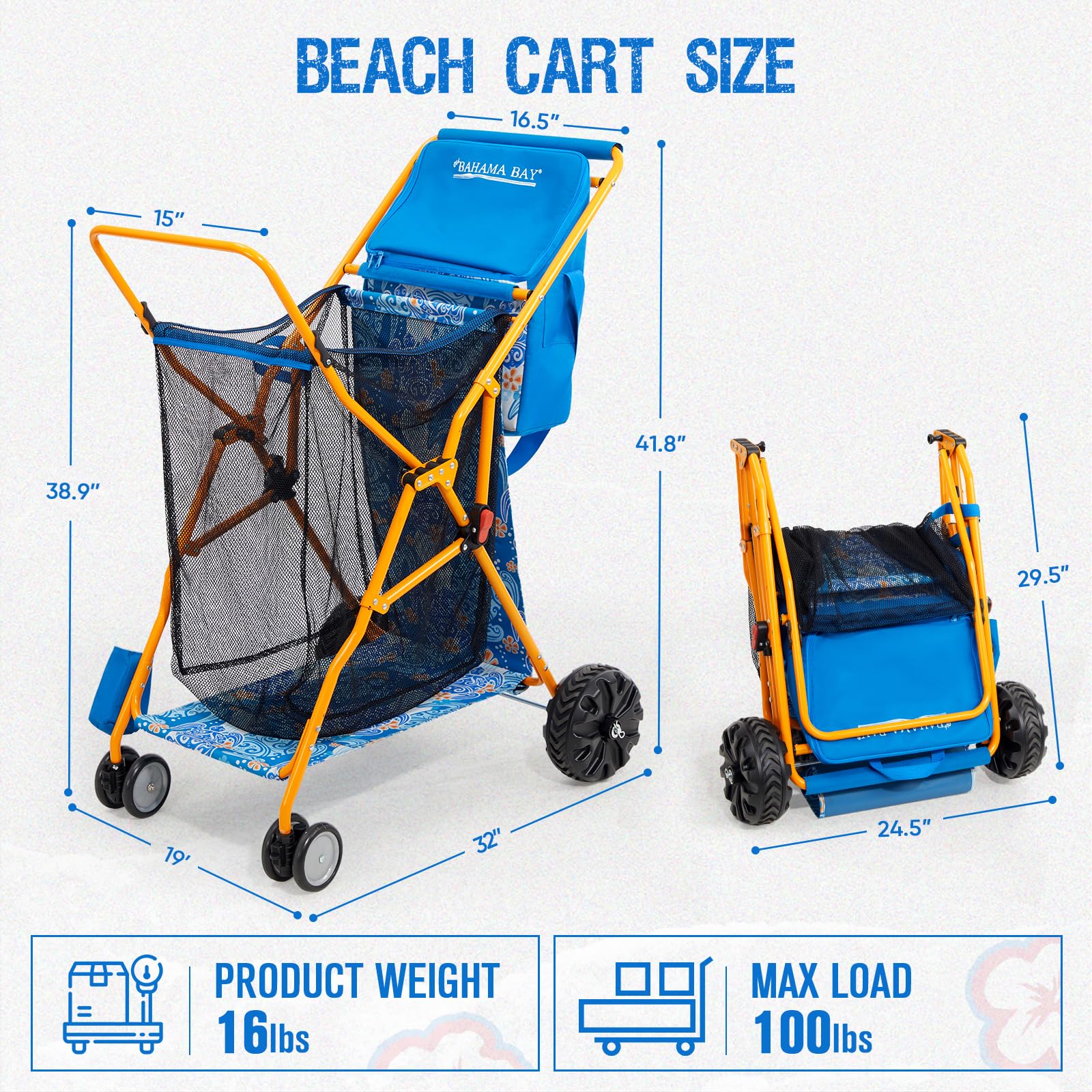 Old Bahama Bay 500lbs Love-Seat Wagon 3-in-1 Bench Wagon Seat for 2 Adults & Heavy Duty Utility Cart, 31L Detachable Cooler Bag, Adjustable Handle &Cup Holders,Perfect for The Beach, Sport, Camping