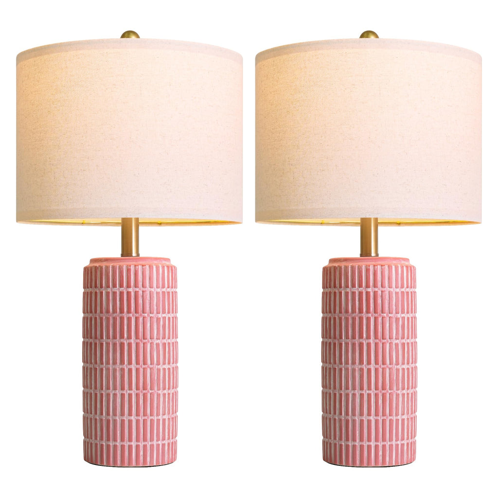 PoKat 23" Modern Ceramic Table Lamp Set of 2 for Living Room White Desk Lamps for Bedroom Farmhouse Bedside Nightstand Lamp House Warming Gifts New Home Decor End Table Lamps Gifts for Women Mom Beige