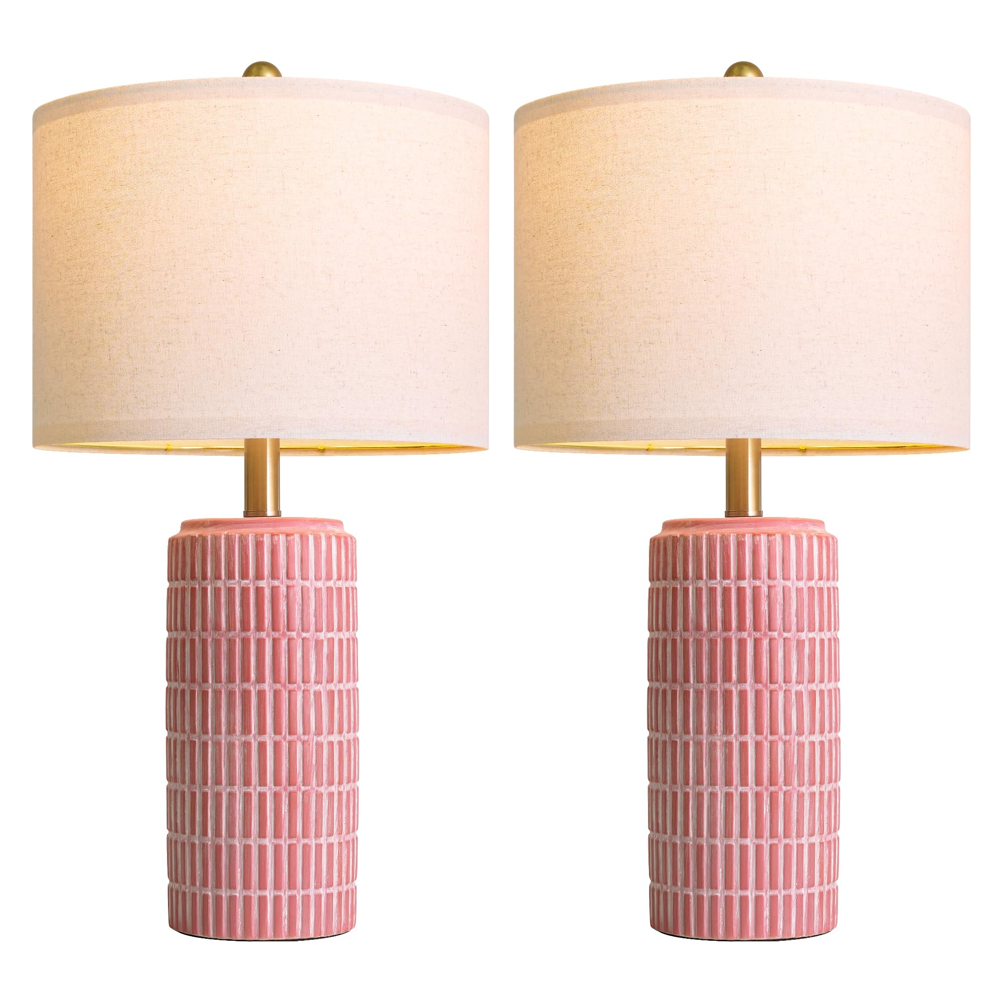 PoKat 23" Modern Ceramic Table Lamp Set of 2 for Living Room White Desk Lamps for Bedroom Farmhouse Bedside Nightstand Lamp House Warming Gifts New Home Decor End Table Lamps Gifts for Women Mom Beige
