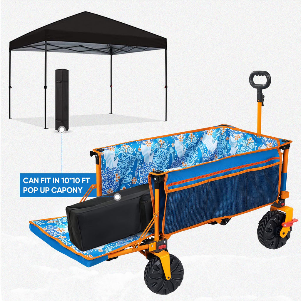 Old Bahama Bay 500lbs Love-Seat Wagon 3-in-1 Bench Wagon Seat for 2 Adults & Heavy Duty Utility Cart, 31L Detachable Cooler Bag, Adjustable Handle &Cup Holders,Perfect for The Beach, Sport, Camping