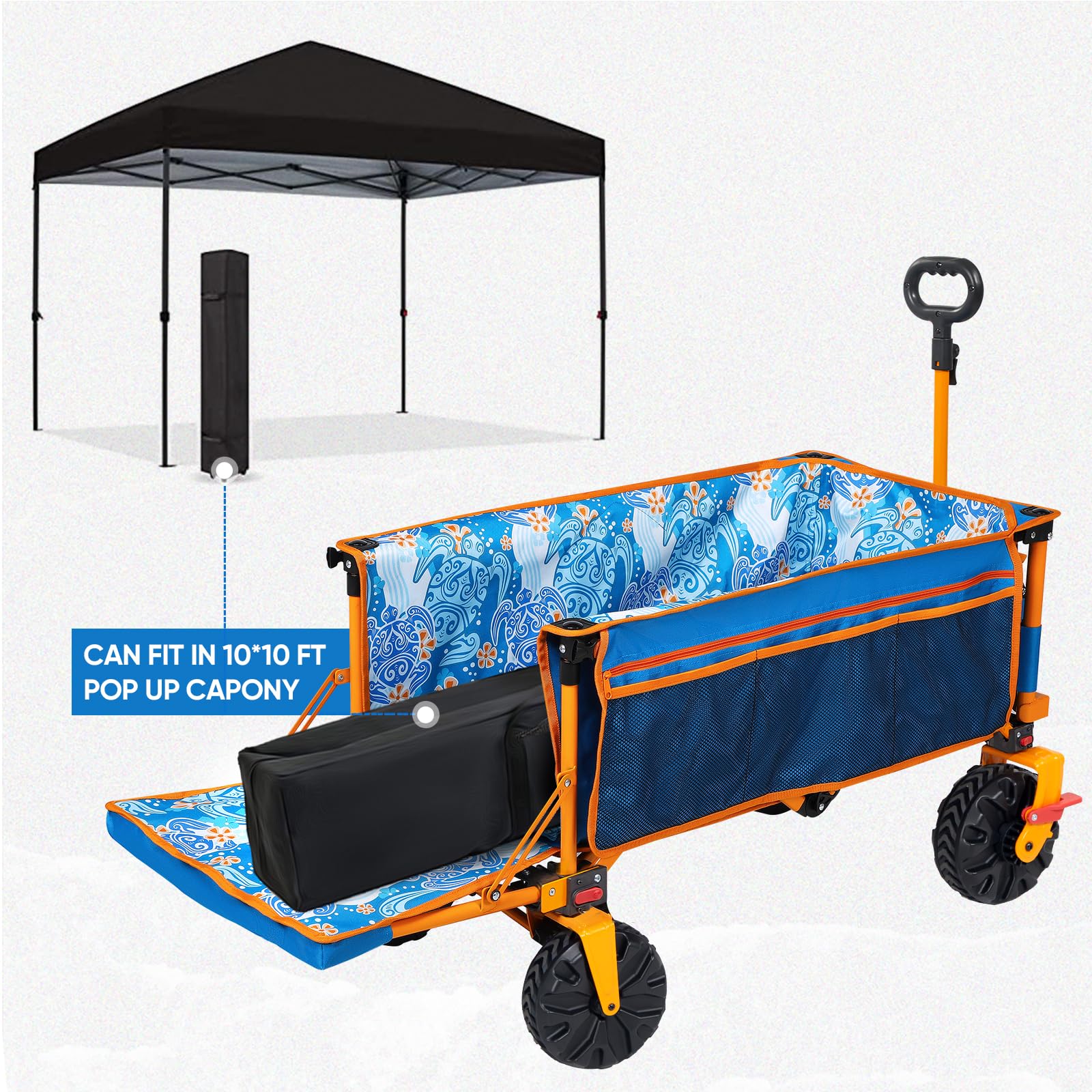 Old Bahama Bay 500lbs Love-Seat Wagon 3-in-1 Bench Wagon Seat for 2 Adults & Heavy Duty Utility Cart, 31L Detachable Cooler Bag, Adjustable Handle &Cup Holders,Perfect for The Beach, Sport, Camping