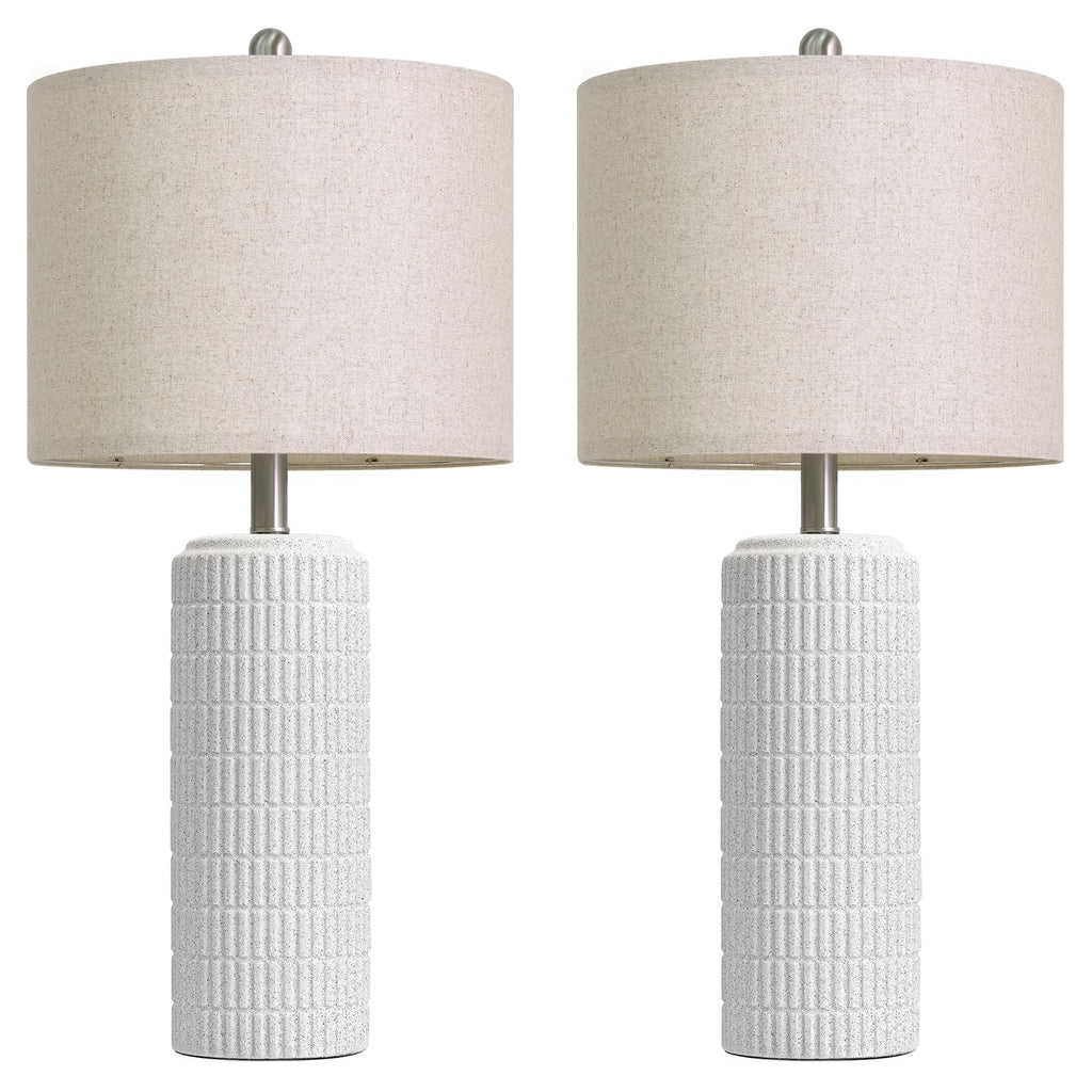 PoKat 23" Modern Ceramic Table Lamp Set of 2 for Living Room White Desk Lamps for Bedroom Farmhouse Bedside Nightstand Lamp House Warming Gifts New Home Decor End Table Lamps Gifts for Women Mom Beige