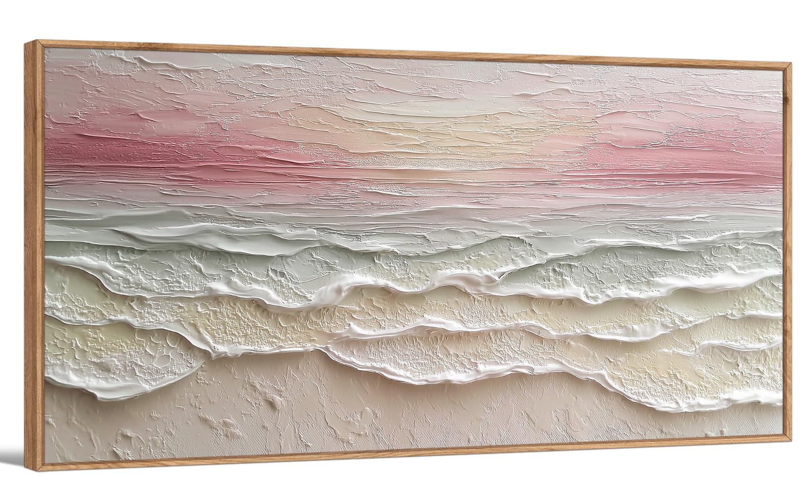 TIHUSAGO Framed Beach Wall Art Large Ocean Canvas Print for Living Room Bedroom Office Modern Coastal Wall Decor Artwork Decoration (24x48 inches)