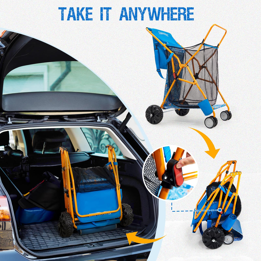 Old Bahama Bay 500lbs Love-Seat Wagon 3-in-1 Bench Wagon Seat for 2 Adults & Heavy Duty Utility Cart, 31L Detachable Cooler Bag, Adjustable Handle &Cup Holders,Perfect for The Beach, Sport, Camping