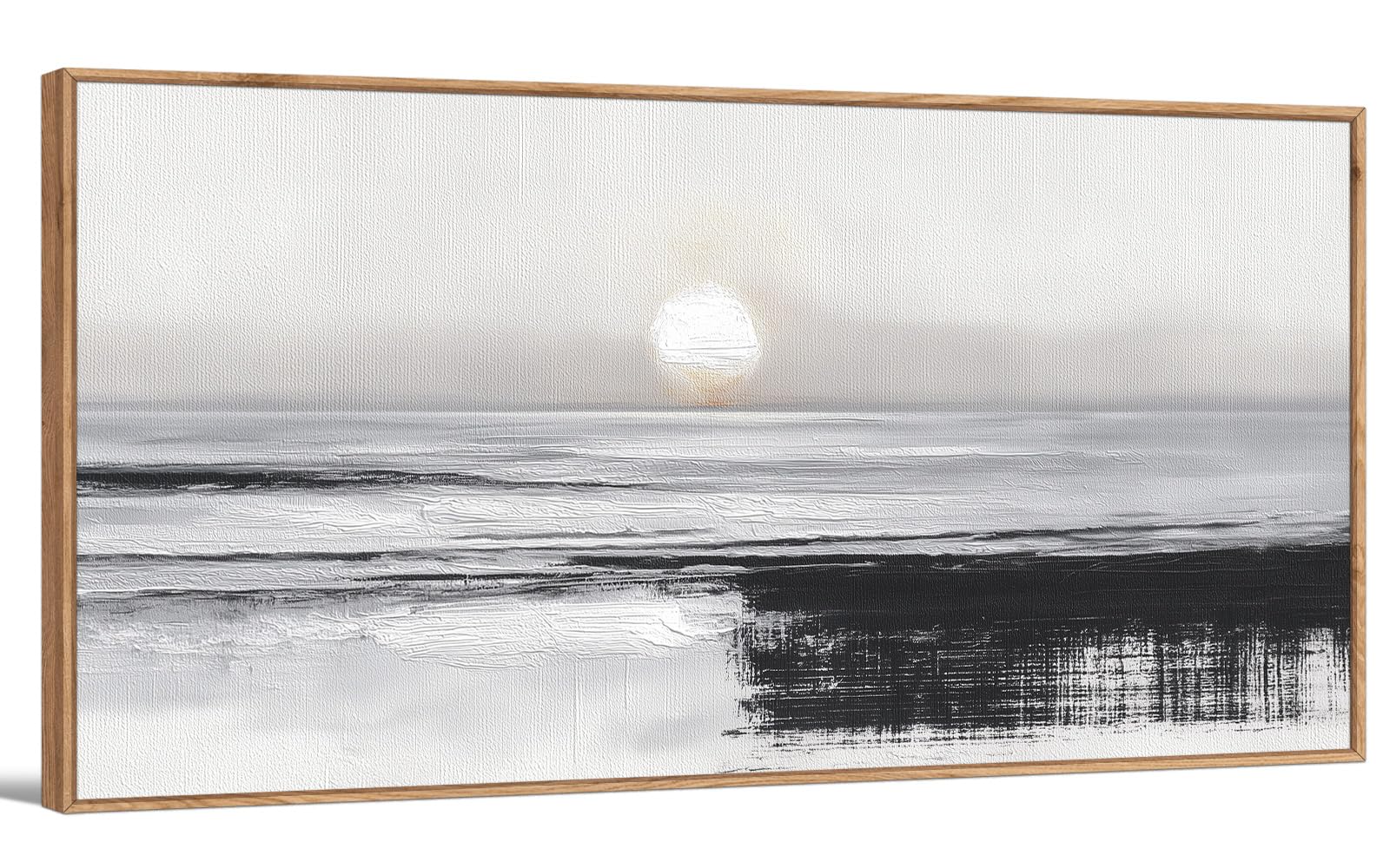 TIHUSAGO Framed Beach Wall Art Large Ocean Canvas Print for Living Room Bedroom Office Modern Coastal Wall Decor Artwork Decoration (24x48 inches)