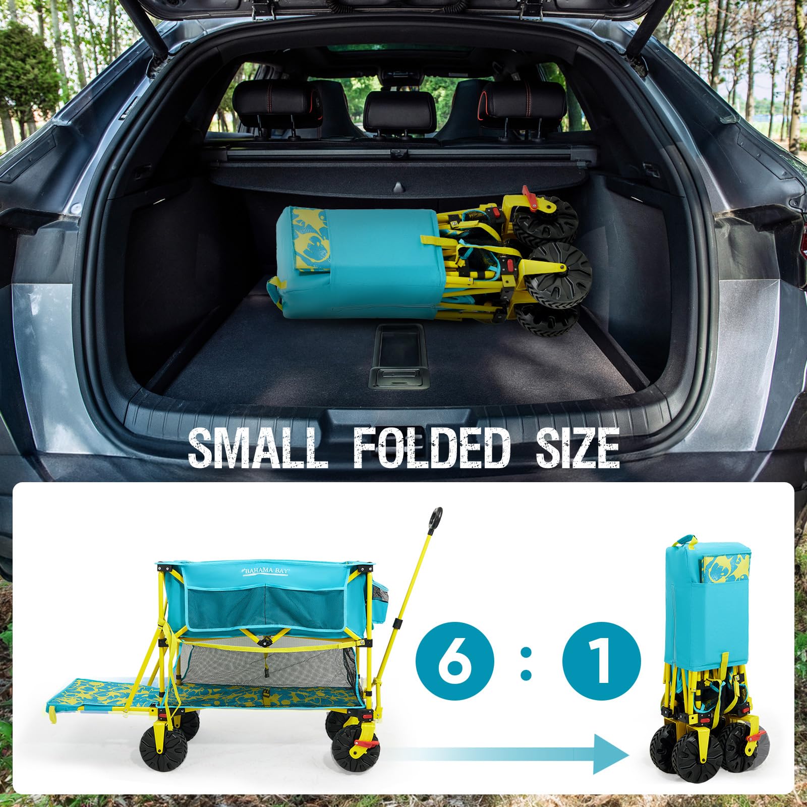 Old Bahama Bay 500lbs Love-Seat Wagon 3-in-1 Bench Wagon Seat for 2 Adults & Heavy Duty Utility Cart, 31L Detachable Cooler Bag, Adjustable Handle &Cup Holders,Perfect for The Beach, Sport, Camping