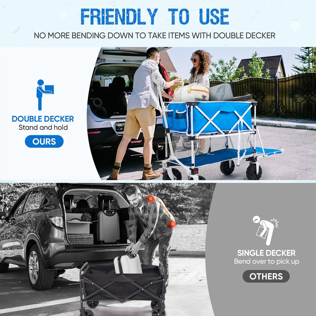 Old Bahama Bay 500lbs Love-Seat Wagon 3-in-1 Bench Wagon Seat for 2 Adults & Heavy Duty Utility Cart, 31L Detachable Cooler Bag, Adjustable Handle &Cup Holders,Perfect for The Beach, Sport, Camping
