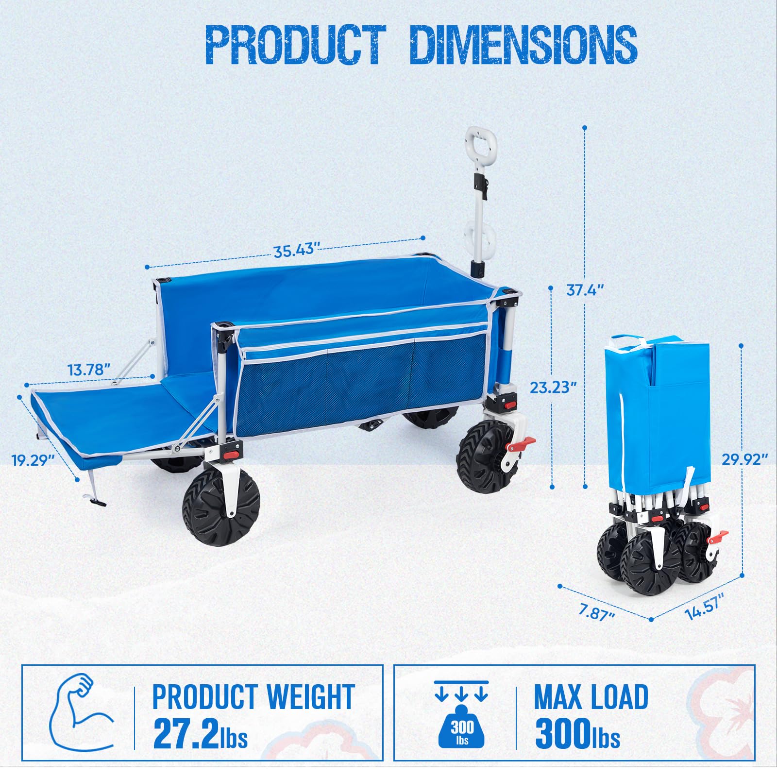 Old Bahama Bay 500lbs Love-Seat Wagon 3-in-1 Bench Wagon Seat for 2 Adults & Heavy Duty Utility Cart, 31L Detachable Cooler Bag, Adjustable Handle &Cup Holders,Perfect for The Beach, Sport, Camping