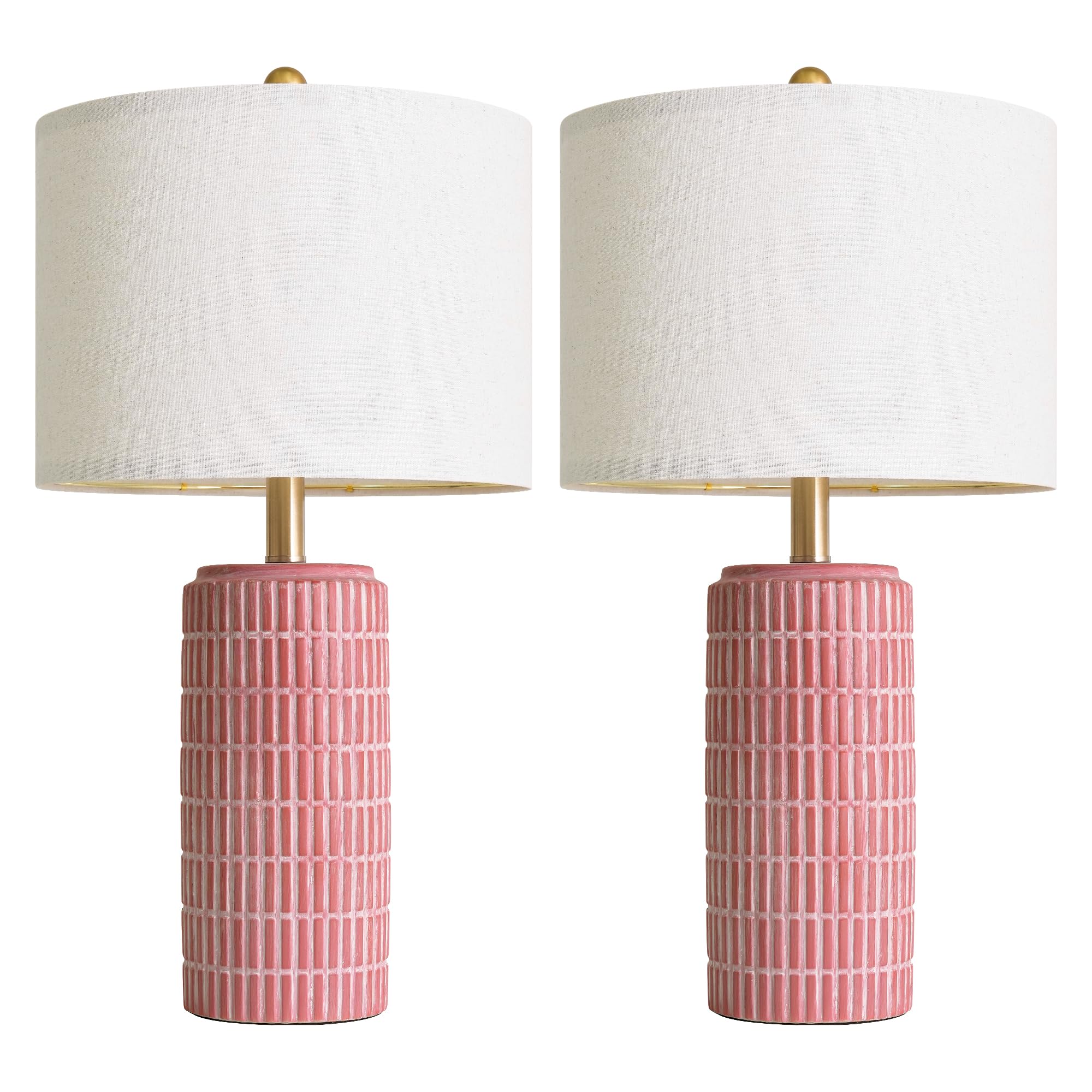 PoKat 23" Modern Ceramic Table Lamp Set of 2 for Living Room White Desk Lamps for Bedroom Farmhouse Bedside Nightstand Lamp House Warming Gifts New Home Decor End Table Lamps Gifts for Women Mom Beige