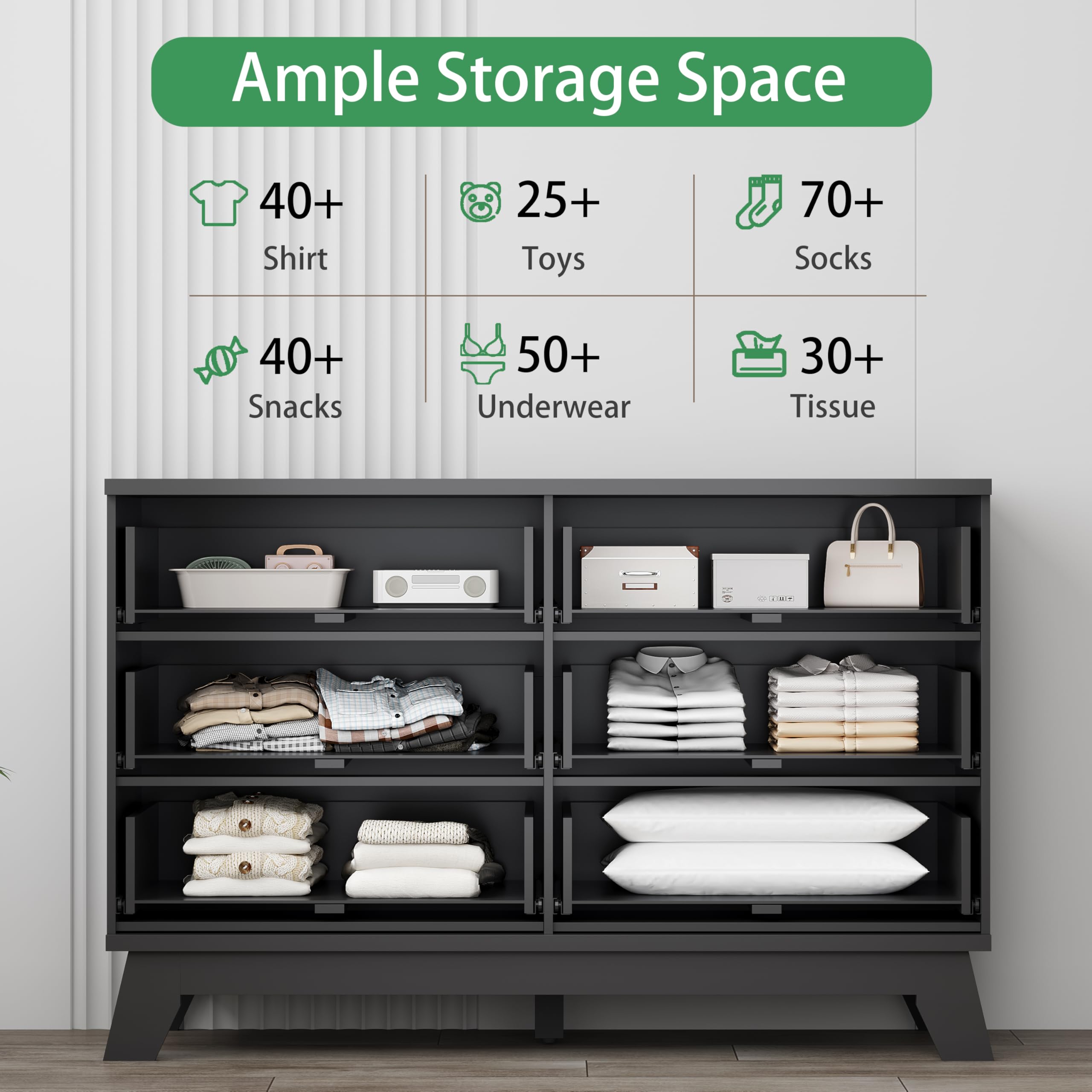 Fluted Dresser for Bedroom with 9 Drawers, 57" Wide Modern Chest of Drawers with Metal Handle, Wooden Dresser TV Stand, Wood Closet Clothes Storage Organizer for Living Room, Hallway, Natural Oak