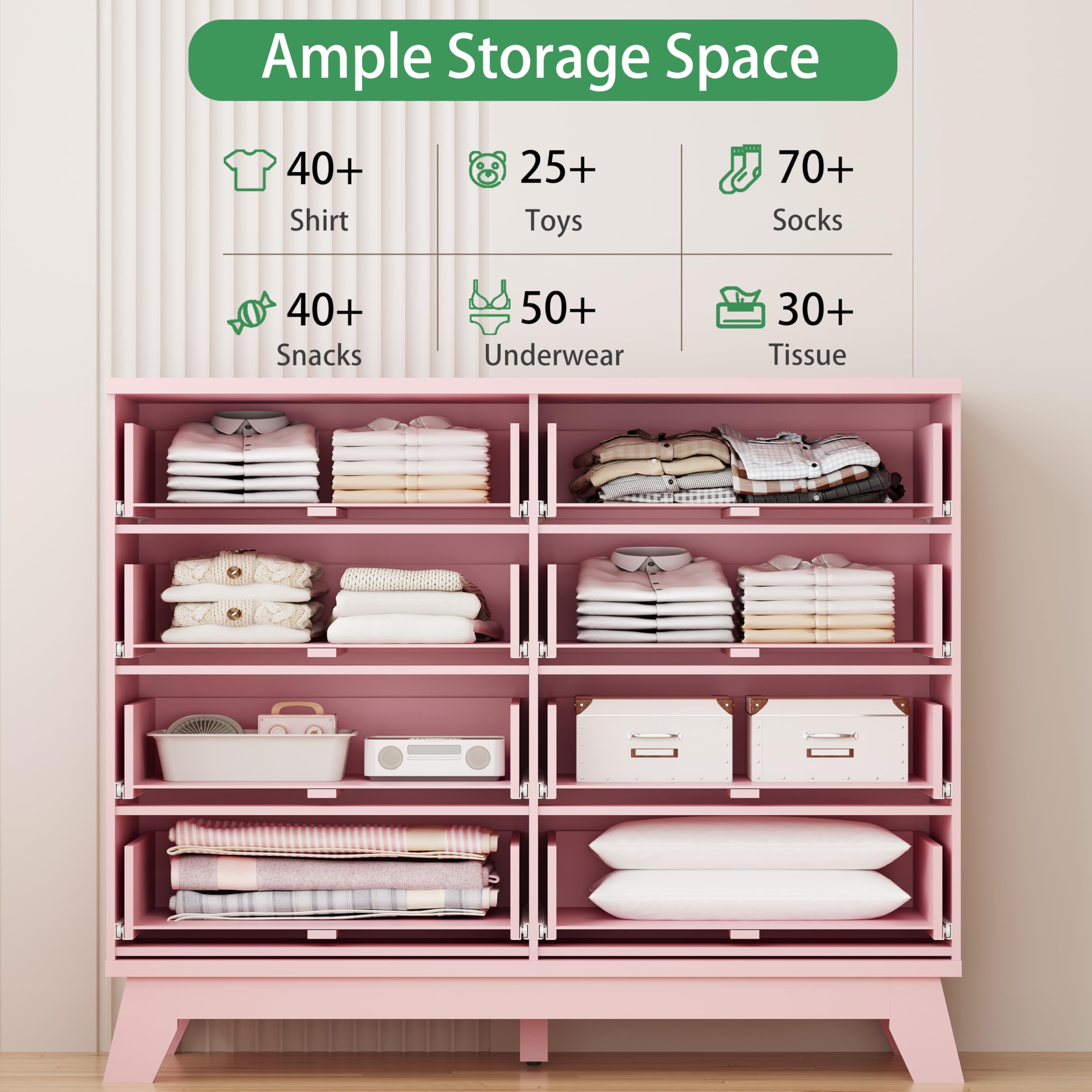 Fluted Dresser for Bedroom with 9 Drawers, 57" Wide Modern Chest of Drawers with Metal Handle, Wooden Dresser TV Stand, Wood Closet Clothes Storage Organizer for Living Room, Hallway, Natural Oak