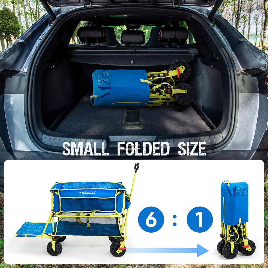 Old Bahama Bay 500lbs Love-Seat Wagon 3-in-1 Bench Wagon Seat for 2 Adults & Heavy Duty Utility Cart, 31L Detachable Cooler Bag, Adjustable Handle &Cup Holders,Perfect for The Beach, Sport, Camping