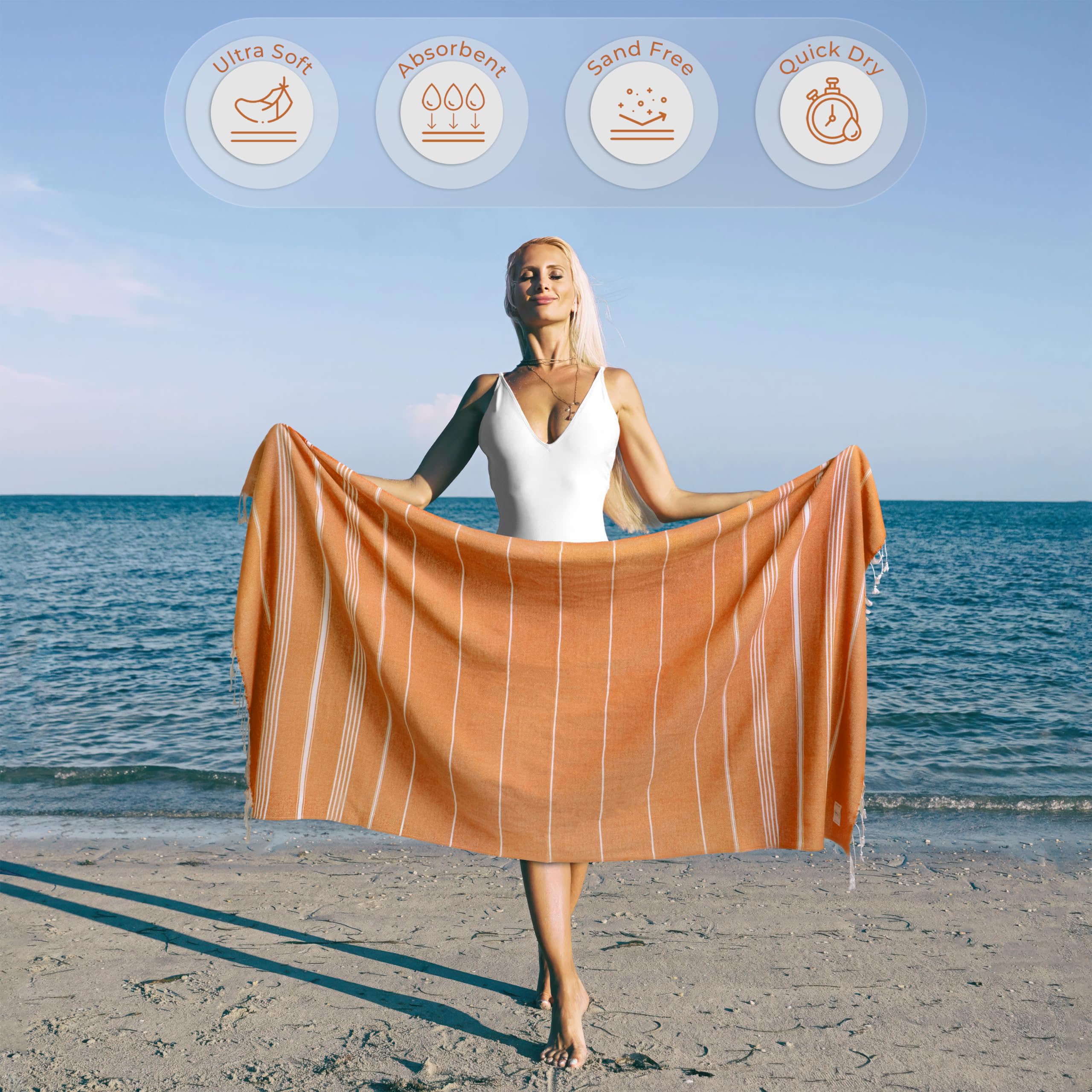Ossano Turkish Beach Towel Absorbent & Quick Dry Oversized (39" x 71") - Decorative, Versatile and Functional as Yoga Mat, Picnic Blanket, Travel Blanket, Bath, Cruise, Gym Towel - Green