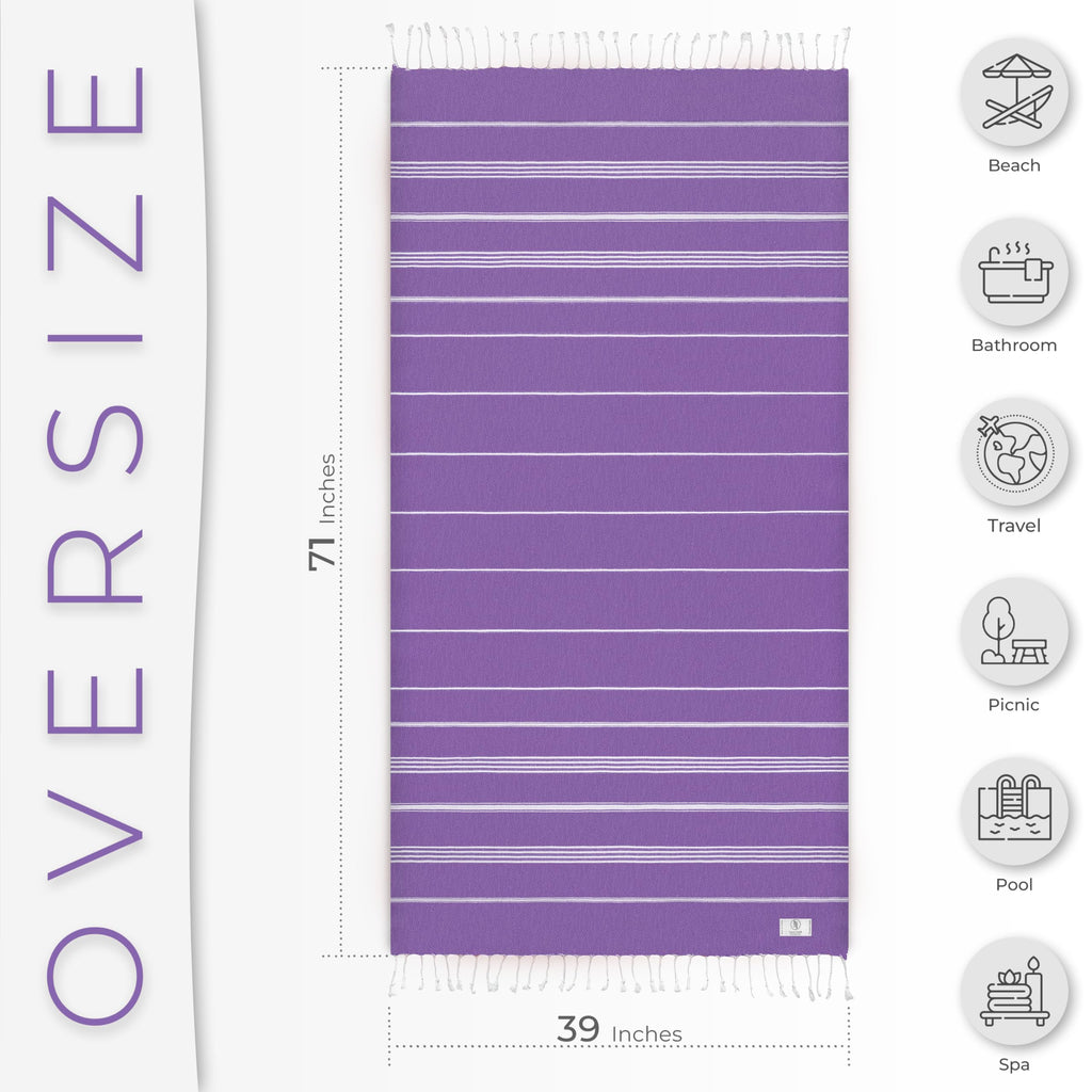 Ossano Turkish Beach Towel Absorbent & Quick Dry Oversized (39" x 71") - Decorative, Versatile and Functional as Yoga Mat, Picnic Blanket, Travel Blanket, Bath, Cruise, Gym Towel - Green
