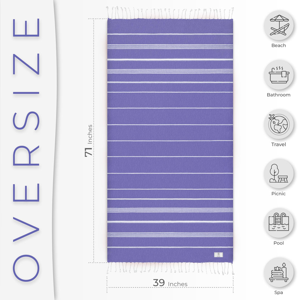 Ossano Turkish Beach Towel Absorbent & Quick Dry Oversized (39" x 71") - Decorative, Versatile and Functional as Yoga Mat, Picnic Blanket, Travel Blanket, Bath, Cruise, Gym Towel - Green