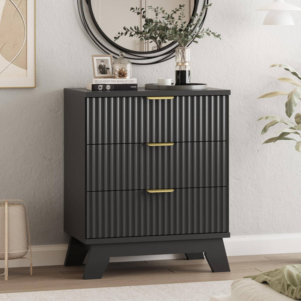 Fluted Dresser for Bedroom with 9 Drawers, 57" Wide Modern Chest of Drawers with Metal Handle, Wooden Dresser TV Stand, Wood Closet Clothes Storage Organizer for Living Room, Hallway, Natural Oak