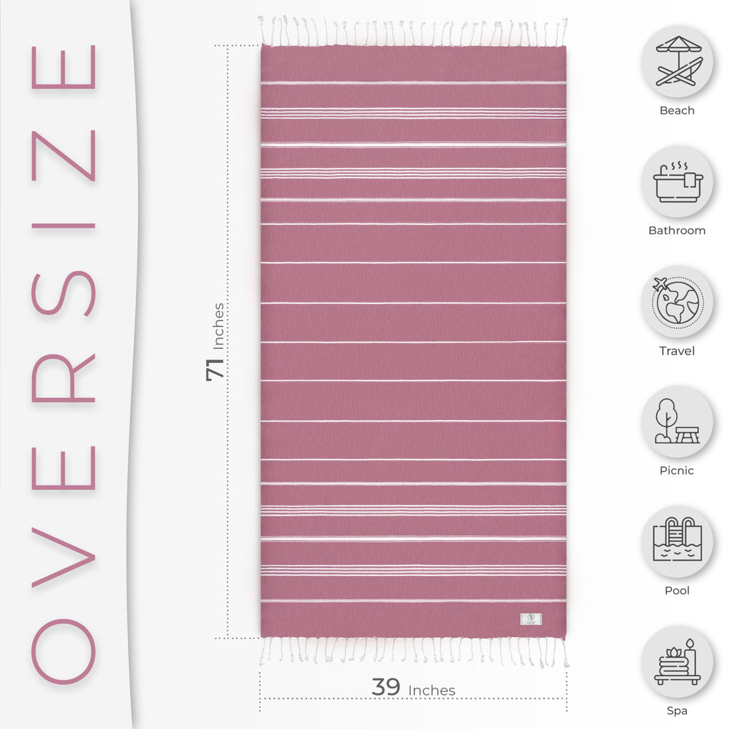 Ossano Turkish Beach Towel Absorbent & Quick Dry Oversized (39" x 71") - Decorative, Versatile and Functional as Yoga Mat, Picnic Blanket, Travel Blanket, Bath, Cruise, Gym Towel - Green