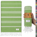Ossano Turkish Beach Towel Absorbent & Quick Dry Oversized (39" x 71") - Decorative, Versatile and Functional as Yoga Mat, Picnic Blanket, Travel Blanket, Bath, Cruise, Gym Towel - Green