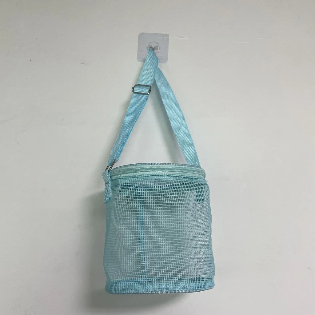 Colorful Beach Toys Mesh Beach Bag with Zipper Sand Toy Seashell Bag Pool Bag Swimming Accessories for Teens Boys Girls