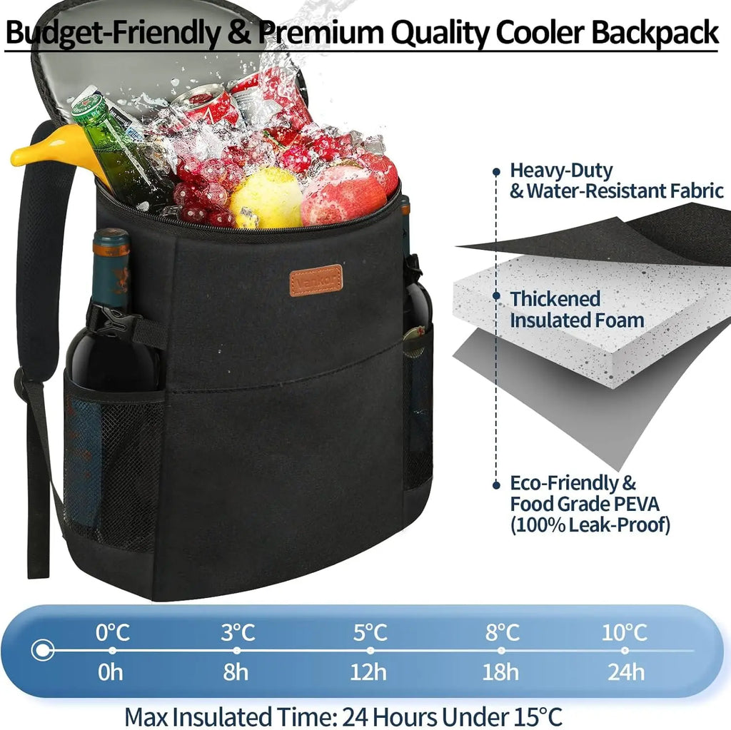 Insulated Cooler Backpack for 30-45 Cans, Leak Proof Soft Cooler Bag for Picnic Beach Work Trip Thermal Drink Carrier