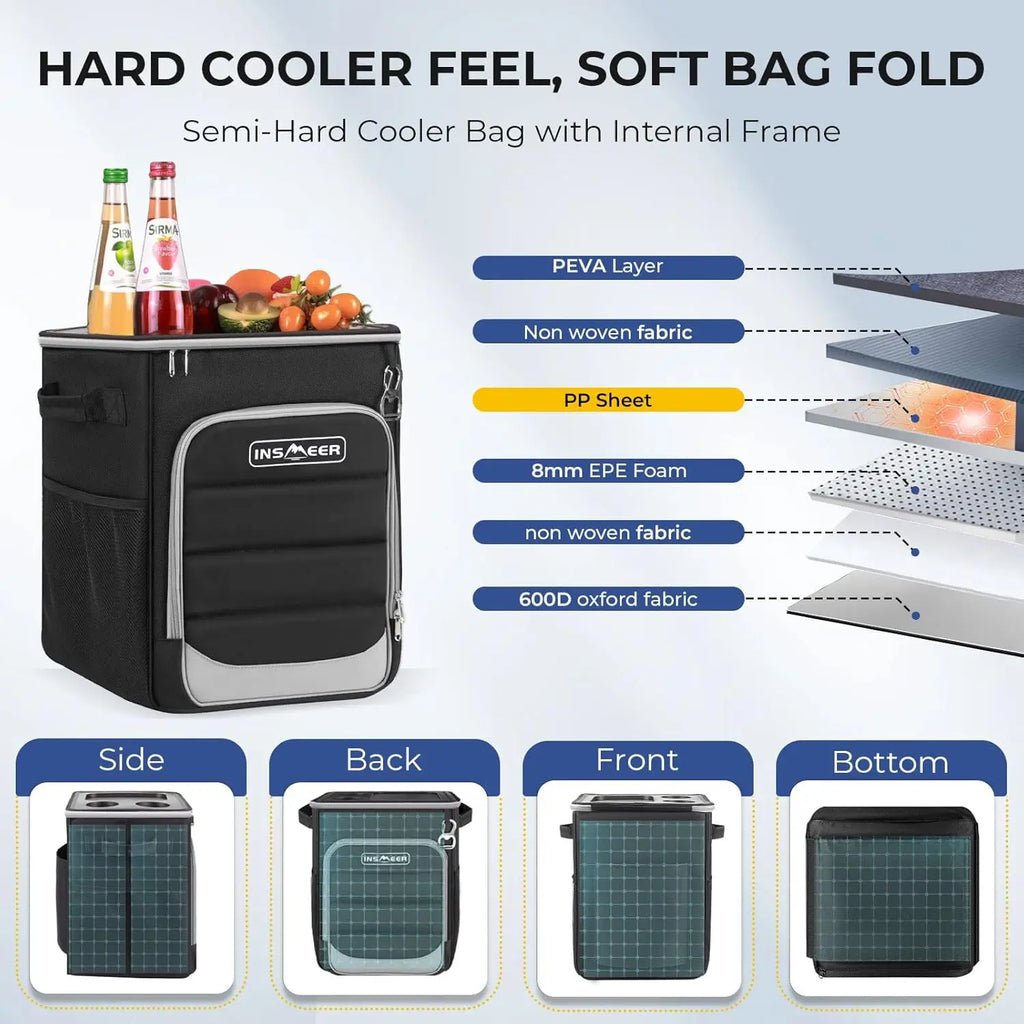 2-in-1 Rolling Cooler with Wheels, 60 Can Collapsible Soft Sided Cooler with Hard Top and Cup Holders for Beach Camping