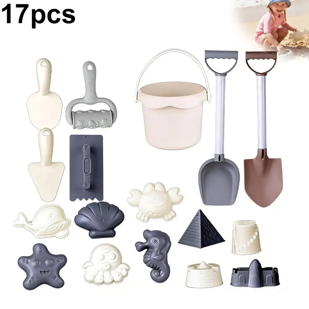 17/18/19pcs Beach Toys Set Summer Outdoor Games Sand Play Plastic Watering Bottle Shovels Panda Beach Water Game Toy Tools Gift