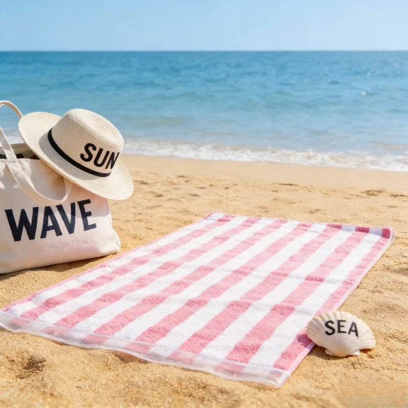 Popular Blue White Striped Beach Towel for Adults Super Absorbent Quick Dry Bath Towel