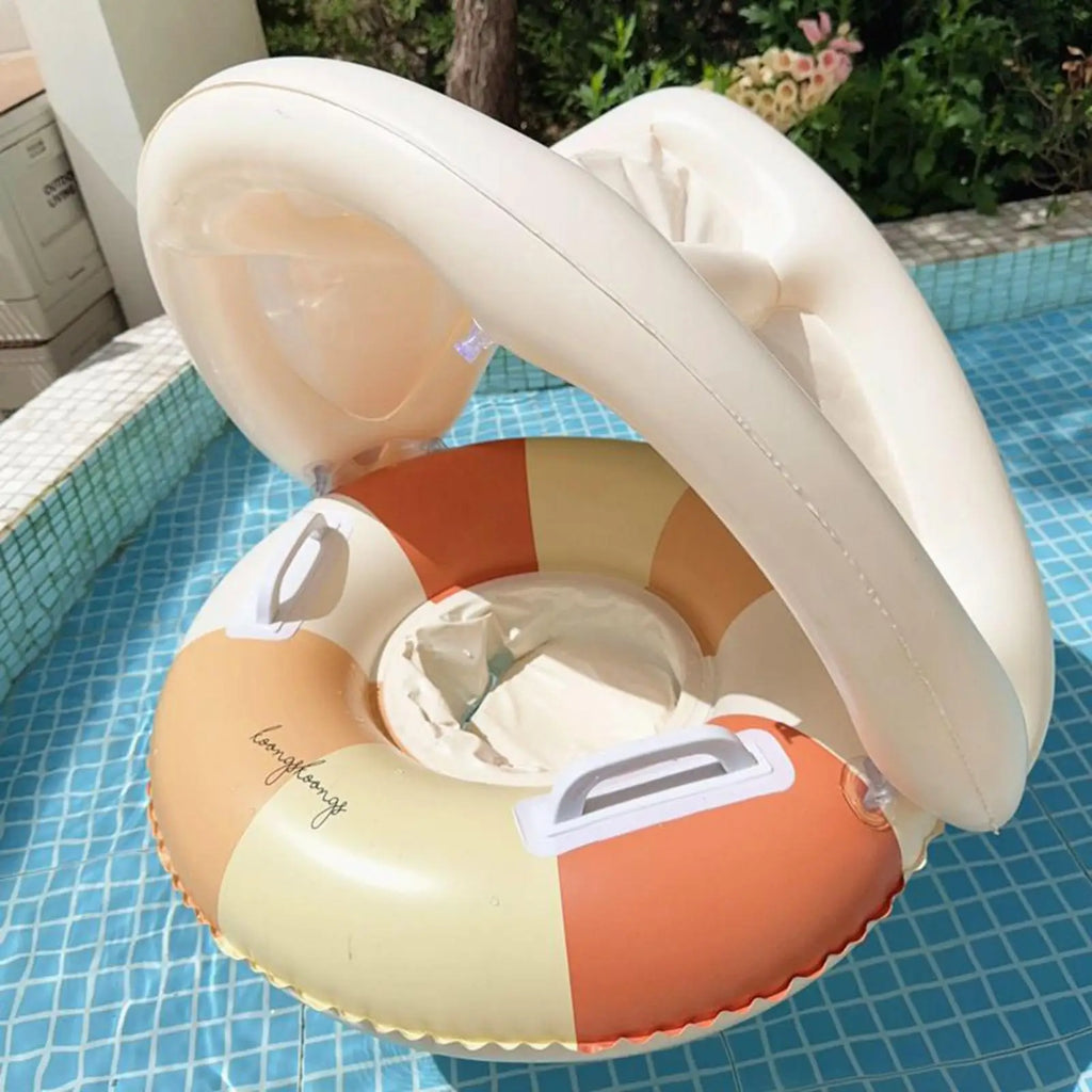Children Swimming Float Circle with Sunshade Sun Canopy PVC Inflatable Swimming Float Baby Pool Floats For Beach Bath Pool