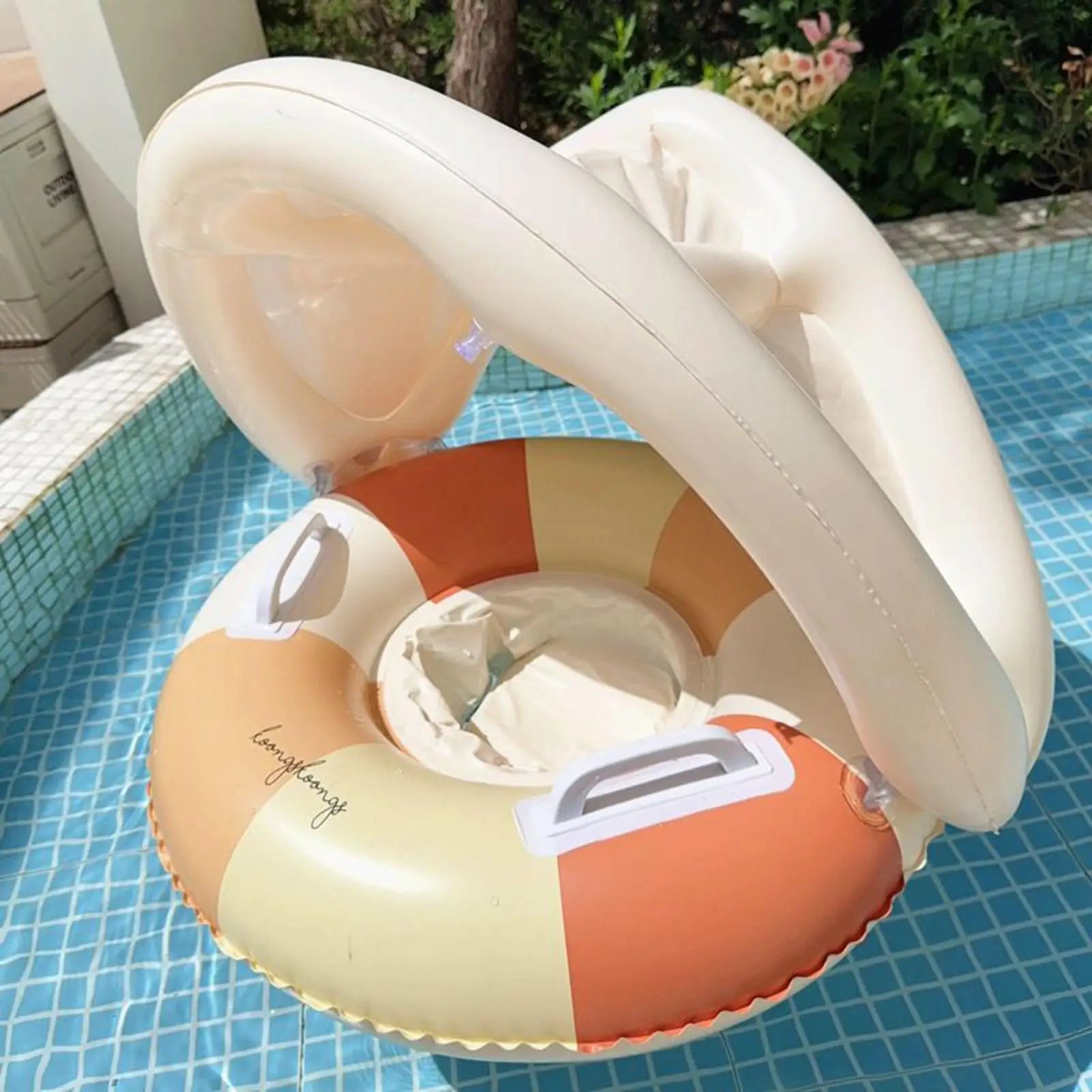 Children Swimming Float Circle with Sunshade Sun Canopy PVC Inflatable Swimming Float Baby Pool Floats For Beach Bath Pool