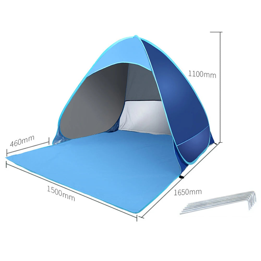 Quick Automatic Beach Tent Outdoor Beach Shade Sun Shelter Tent UPF50+ Portable Beach Canopy For Camping Fishing