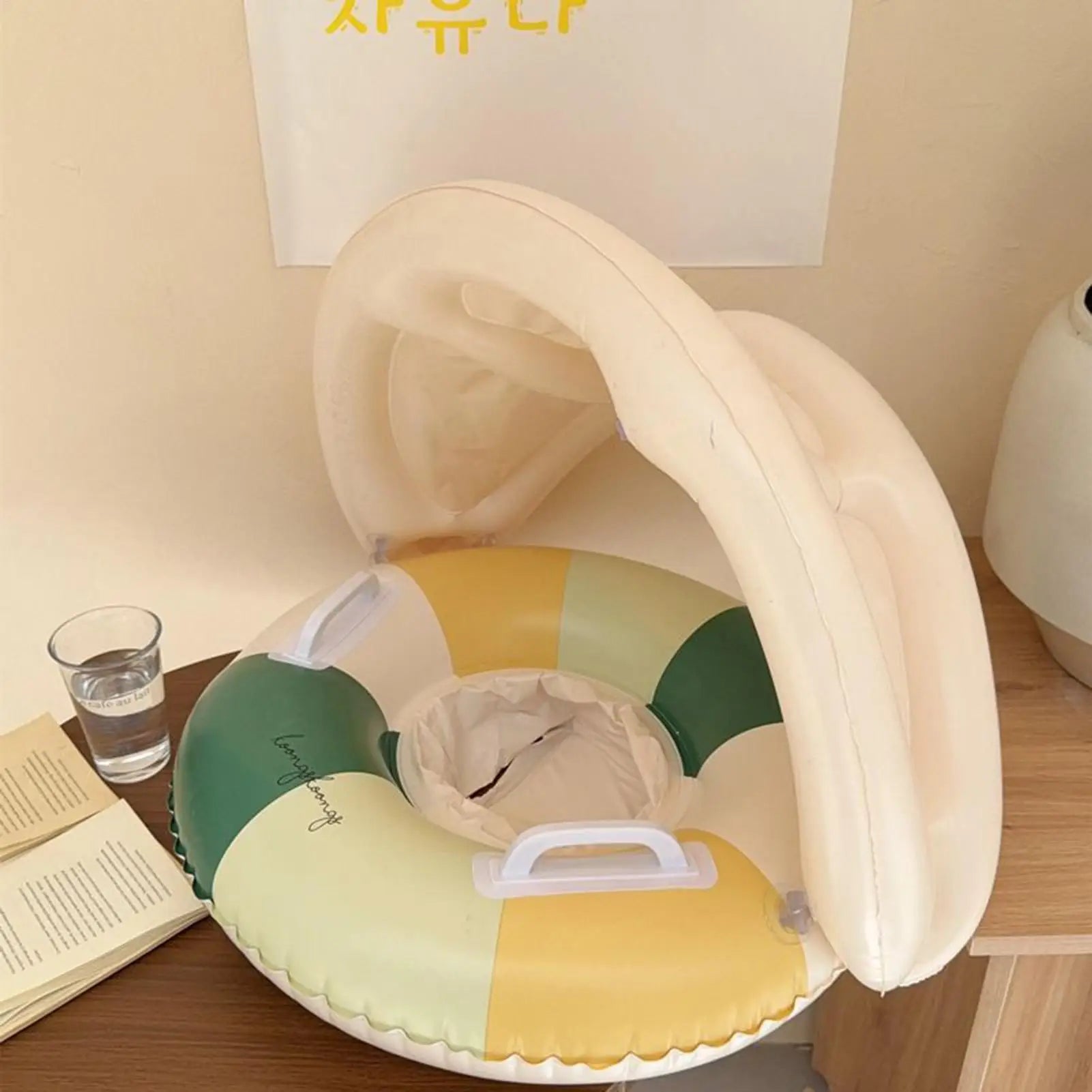 Children Swimming Float Circle with Sunshade Sun Canopy PVC Inflatable Swimming Float Baby Pool Floats For Beach Bath Pool