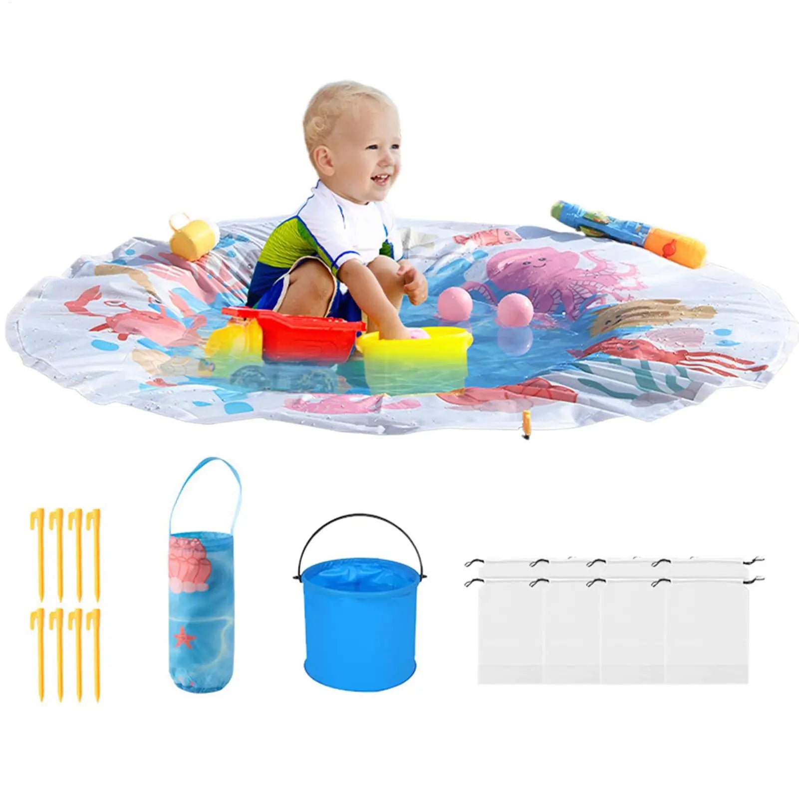Waterproof Beach Baby Pool Kiddie Pool for Toddlers Beach Blanket Paddling Pool-Beach Summer Outdoor Water Play Toy for Kids